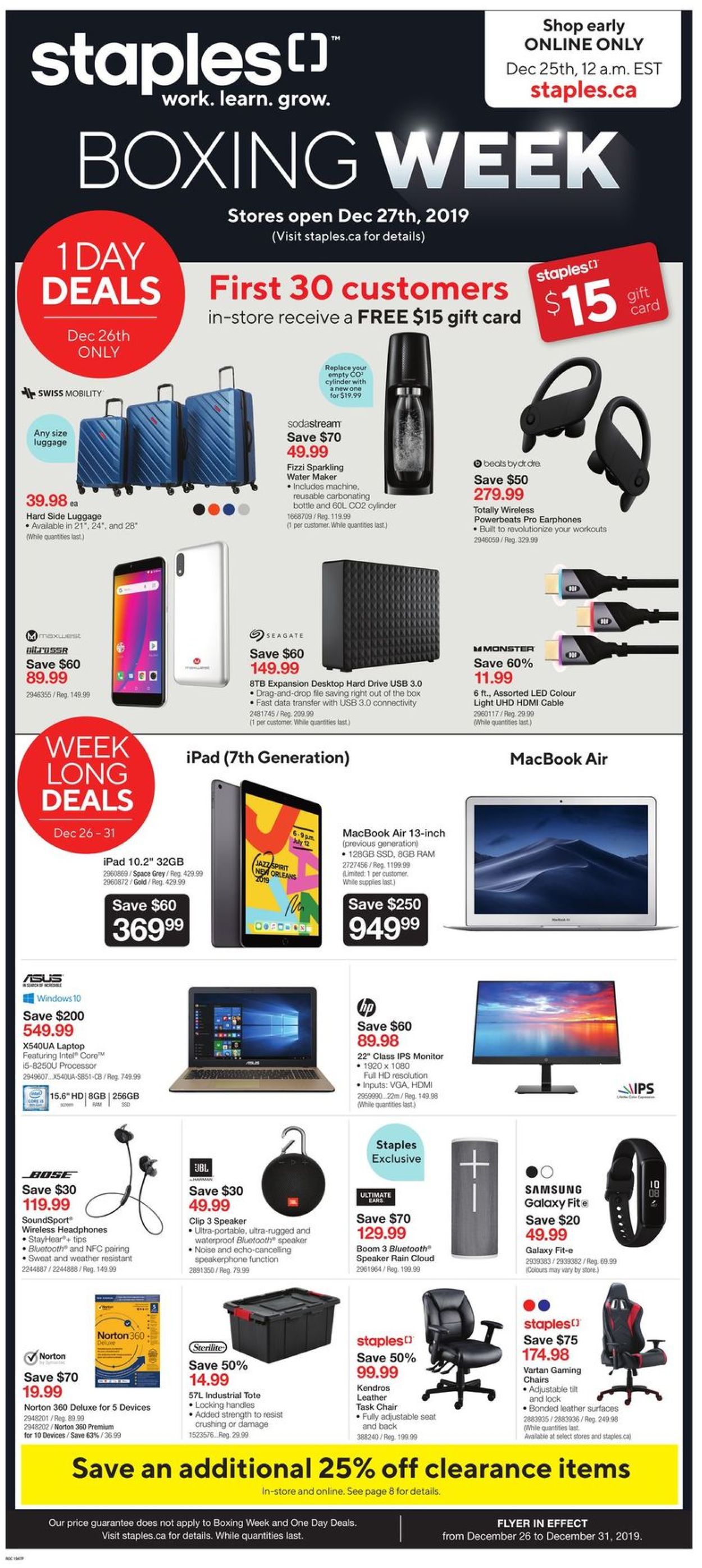 Staples HOLIDAY FLYER 2019 Flyer - 12/26-12/31/2019