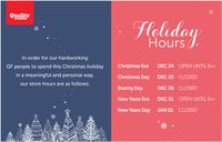 Quality Foods- Holiday Hours 2020
