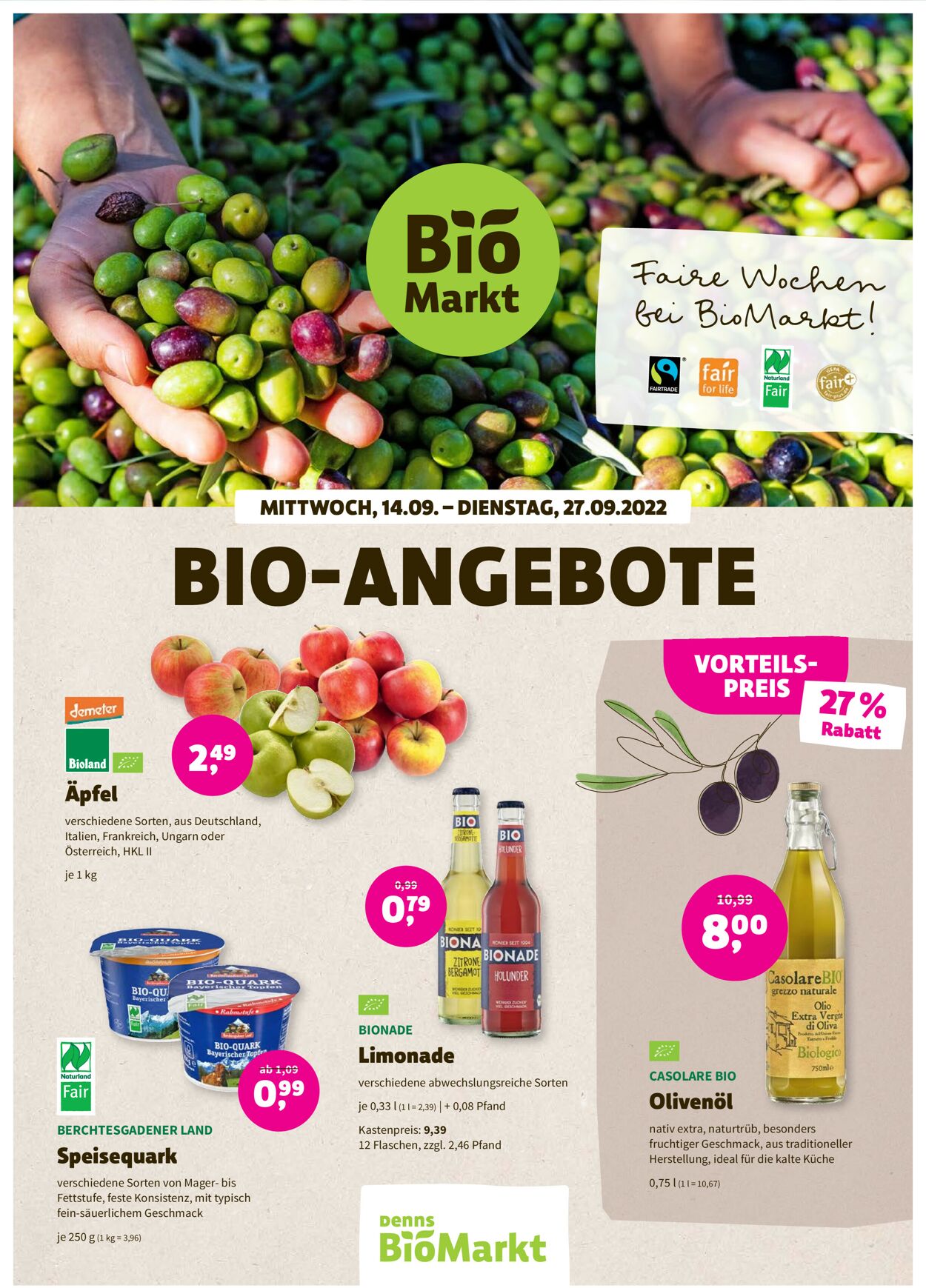 Denn's Biomarkt Prospekt - Aktuell vom 14.09-27.09.2022
