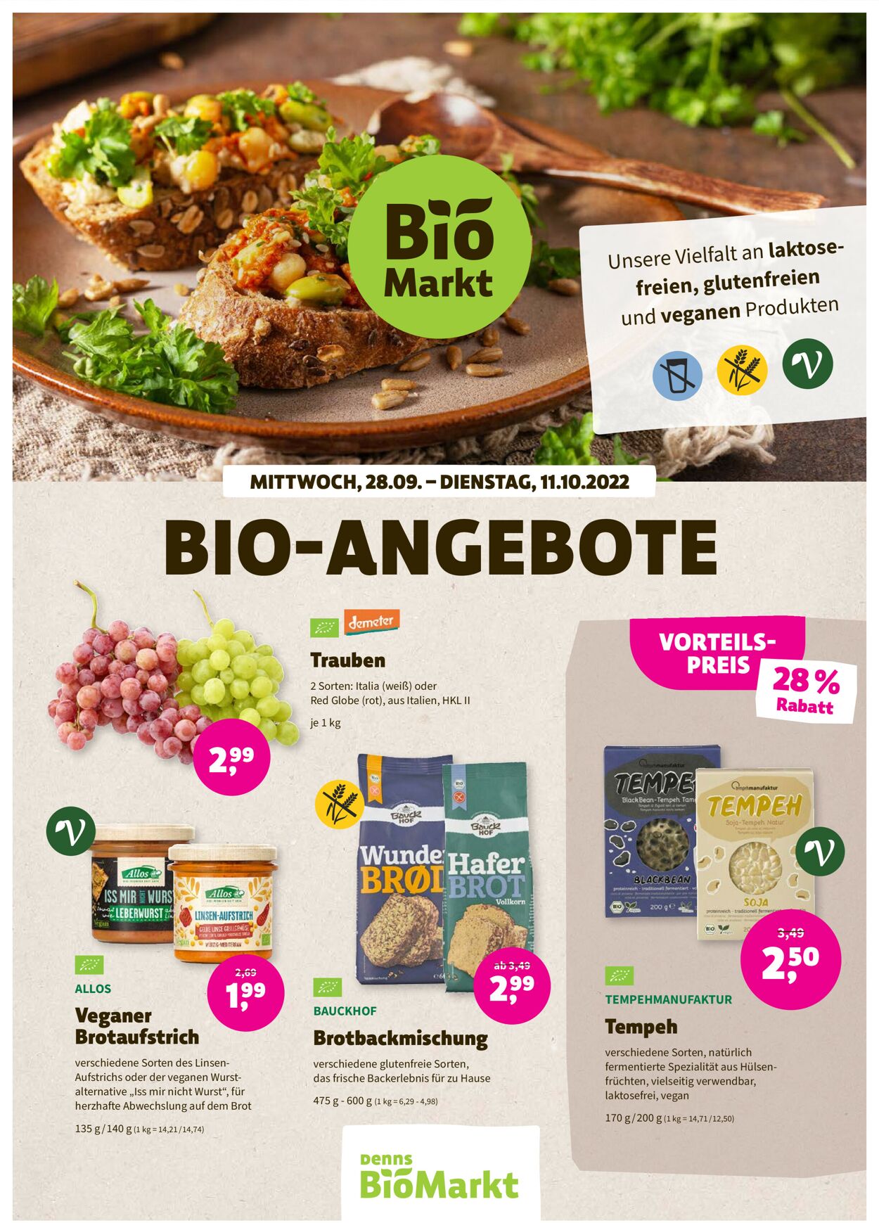 Denn's Biomarkt Prospekt - Aktuell vom 28.09-11.10.2022
