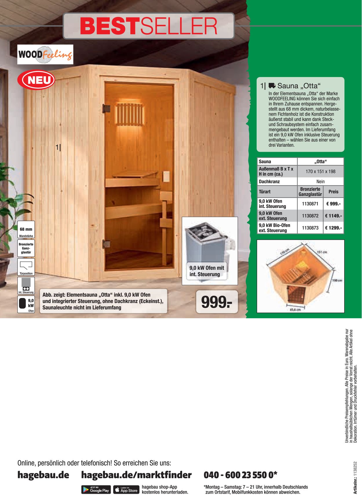 hagebaumarkt Sauna Prospekt - Aktuell vom 01.08-30.06.2021 (Seite 31)