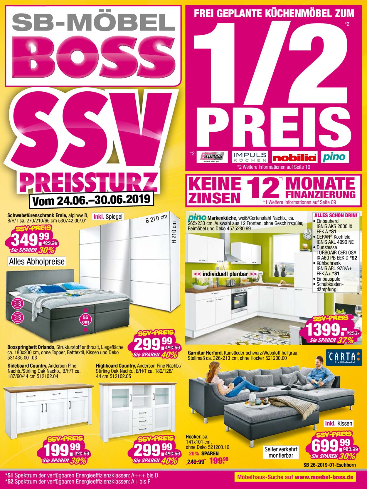 SB Möbel Boss Prospekt - Aktuell vom 24.06-30.06.2019