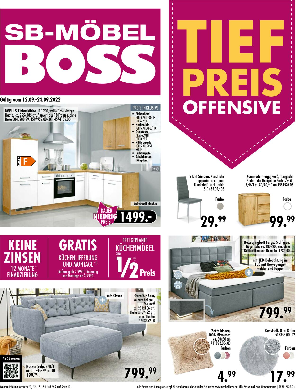 SB Möbel Boss Prospekt - Aktuell vom 12.09-24.09.2022