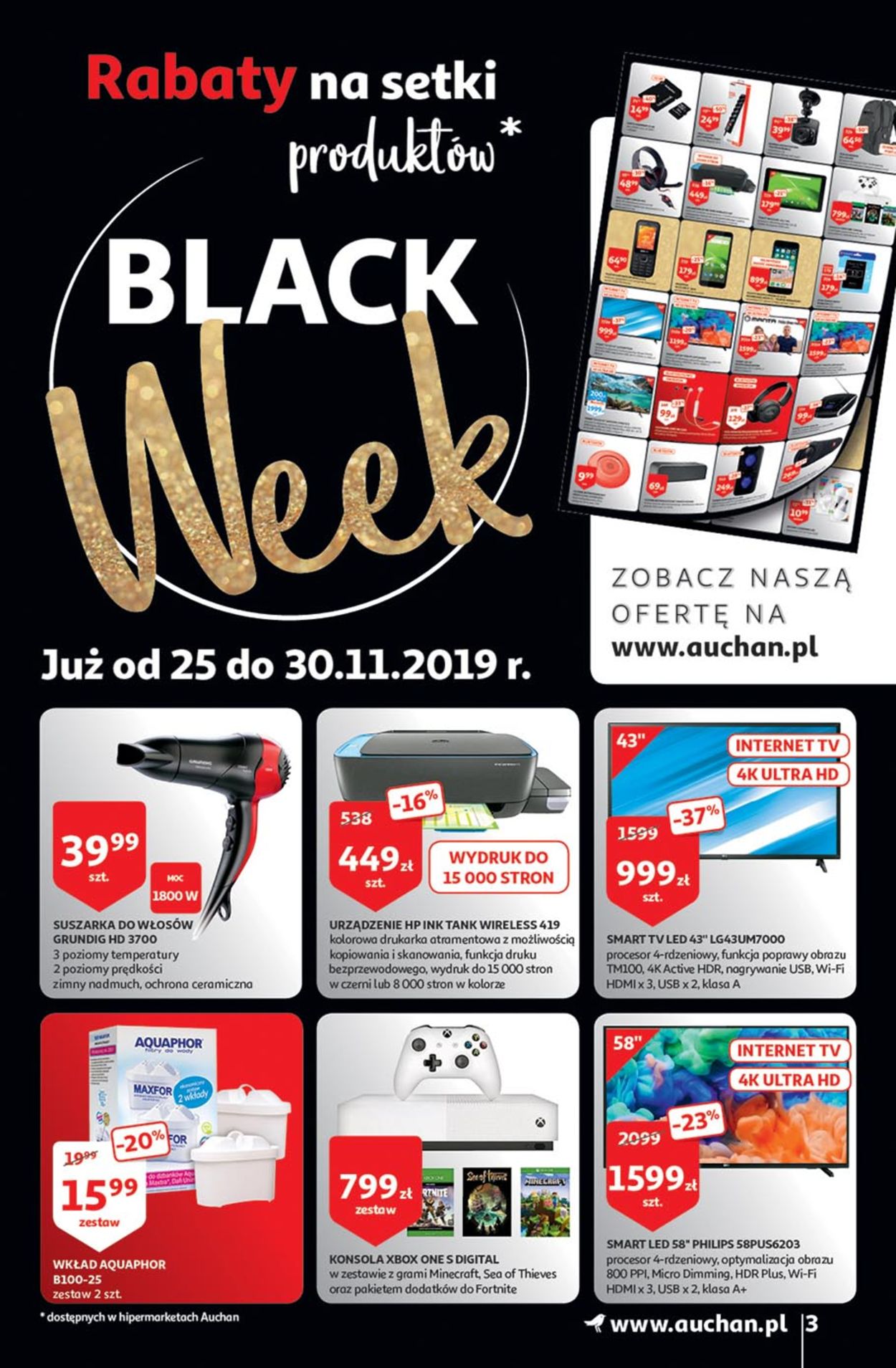 Gazetka promocyjna Auchan - Black Week 2019 - 28.11-04.12.2019 (Strona 3)