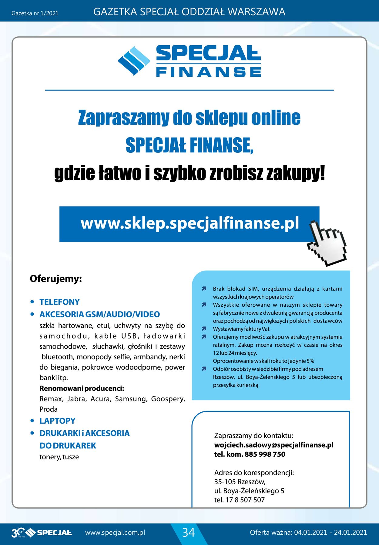 Gazetka promocyjna Specjał - Oddział Warszawa - 04.01-24.01.2021 (Strona 34)
