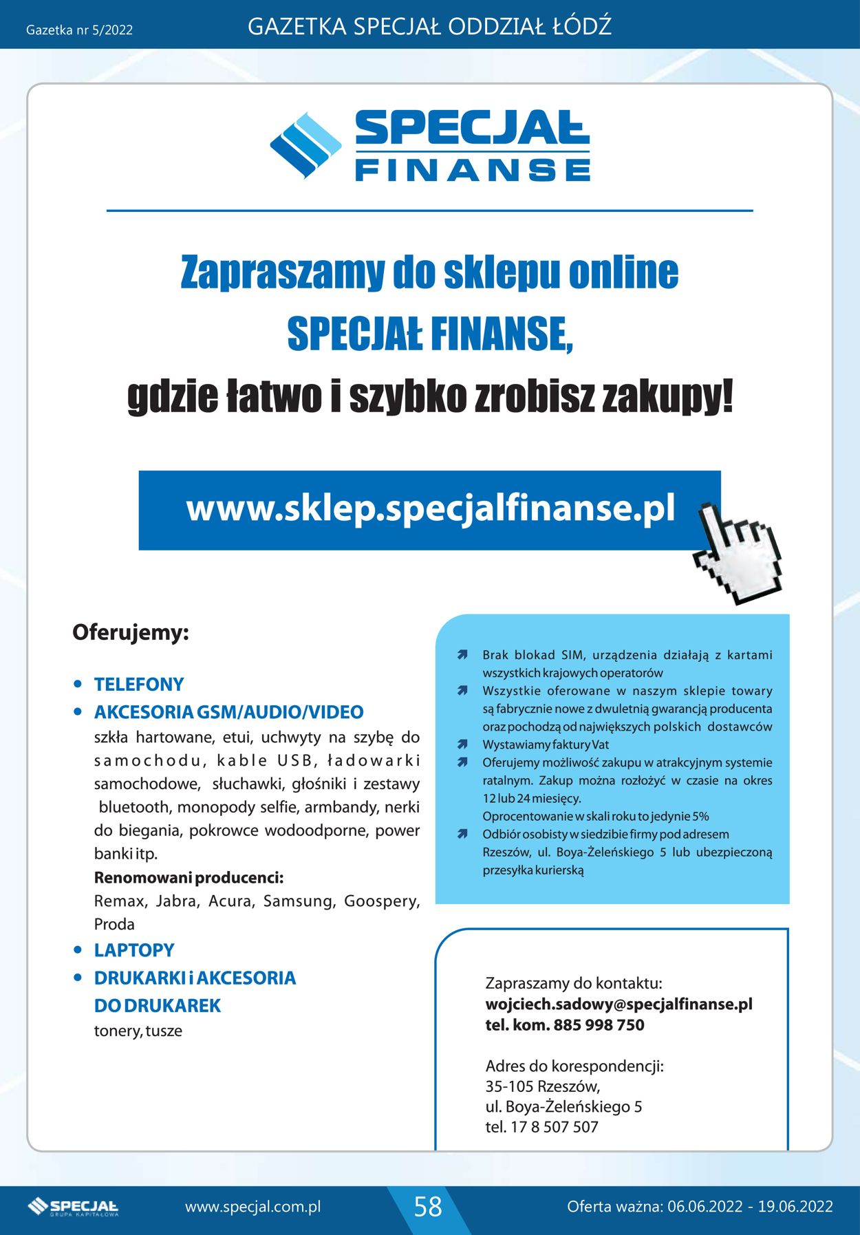 Gazetka promocyjna Specjał - Oddział Łódź - 06.06-19.06.2022 (Strona 58)