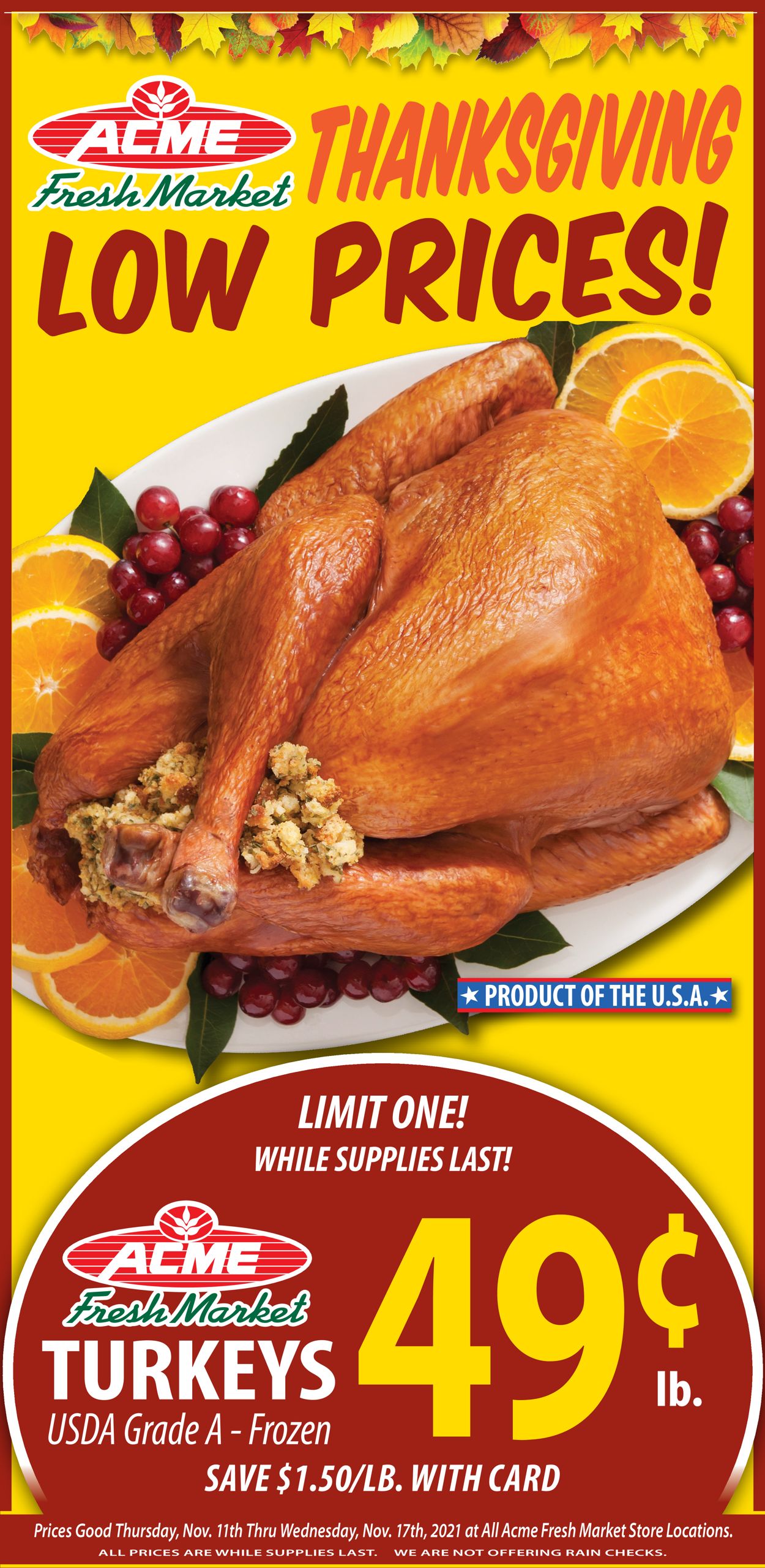 Acme Fresh Market - Thanksgiving Ad 2021 Weekly Ad Circular - valid 11/11-11/17/2021