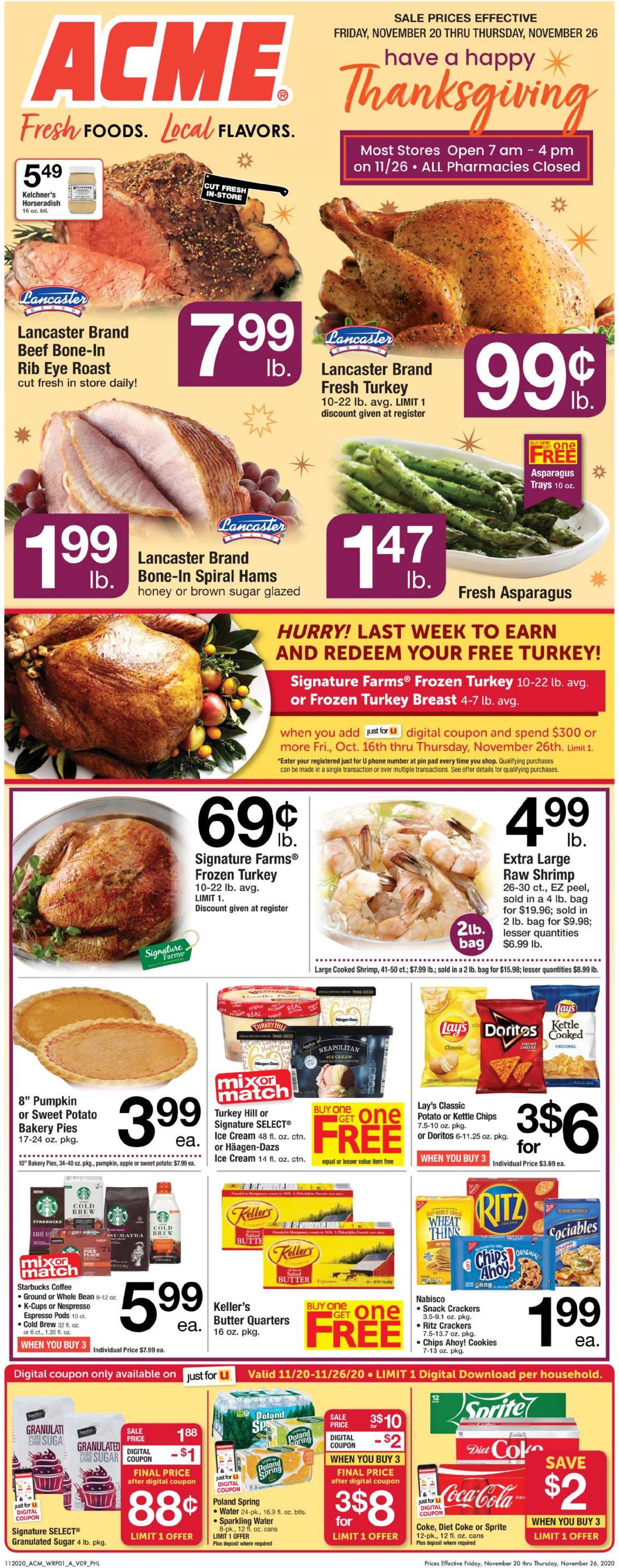 Acme Thanksgiving ad 2020 Weekly Ad Circular - valid 11/20-11/26/2020