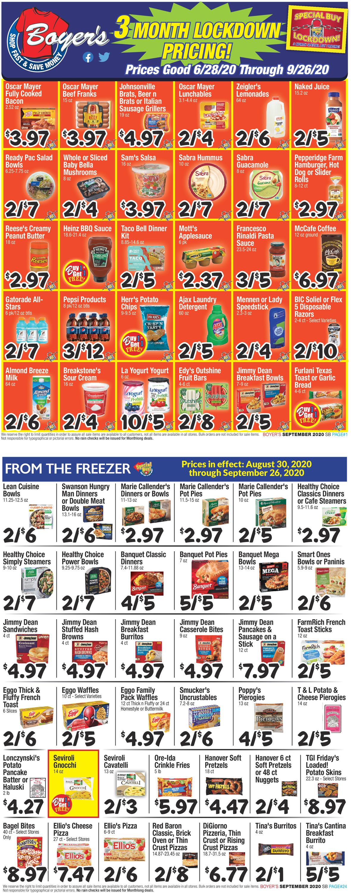 Boyer's Food Markets Weekly Ad Circular - valid 08/30-09/26/2020