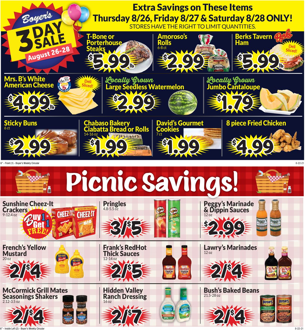 Boyer's Food Markets Weekly Ad Circular - valid 08/22-08/28/2021