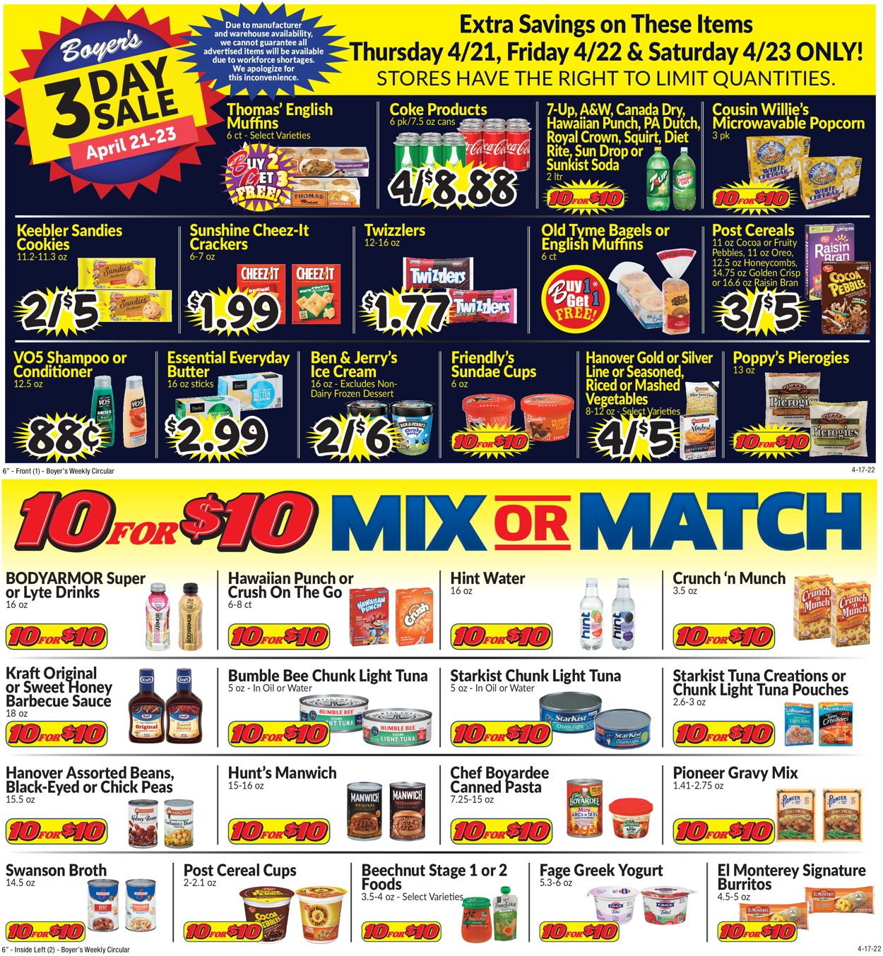 Boyer's Food Markets Weekly Ad Circular - valid 04/17-04/23/2022