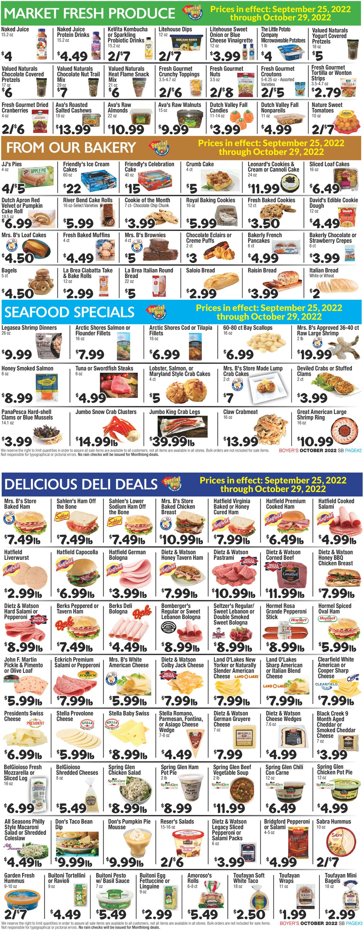 Boyer's Food Markets Weekly Ad Circular - valid 09/25-10/29/2022 (Page 2)