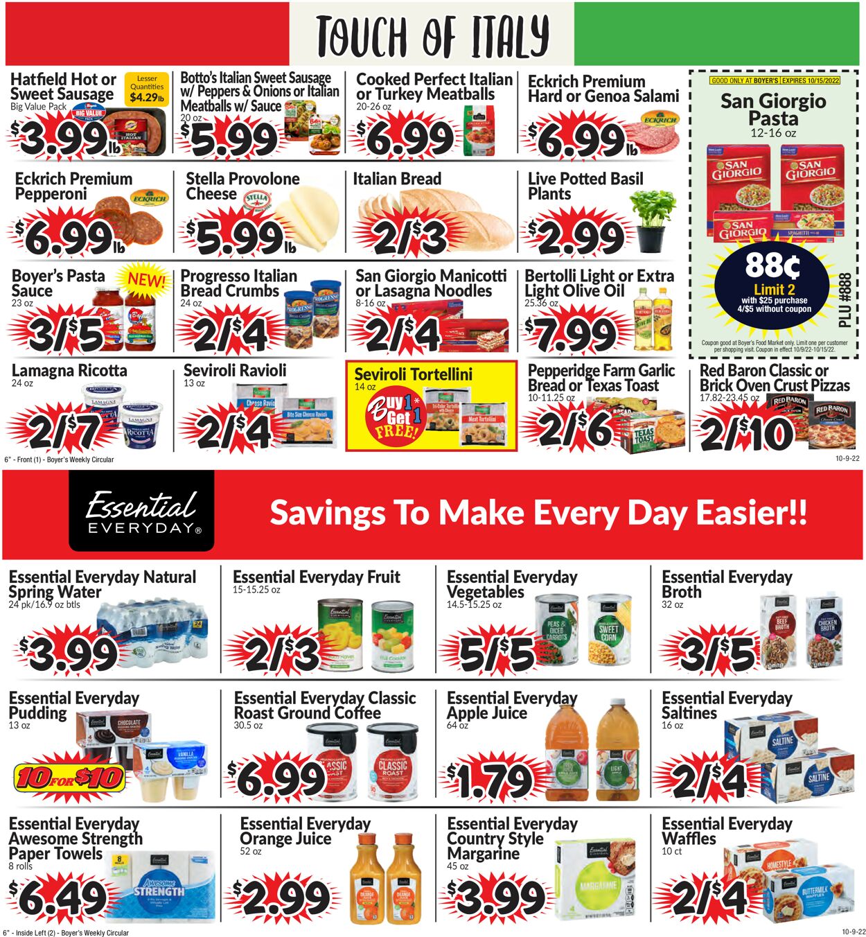 Boyer's Food Markets Weekly Ad Circular - valid 10/09-10/15/2022