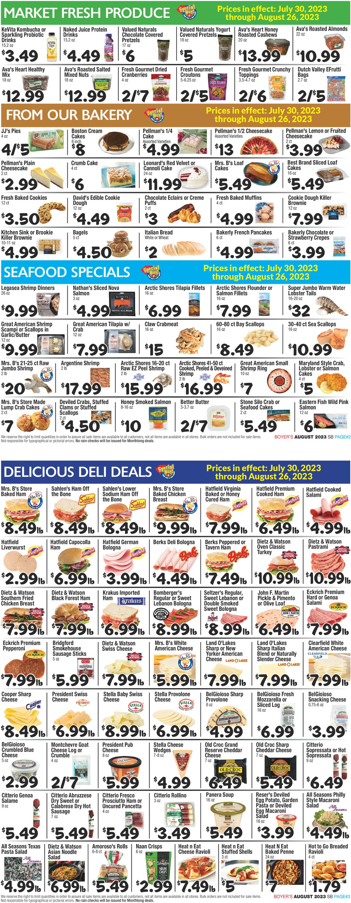 Boyer's Food Markets Weekly Ad Circular - valid 07/30-08/26/2023 (Page 2)