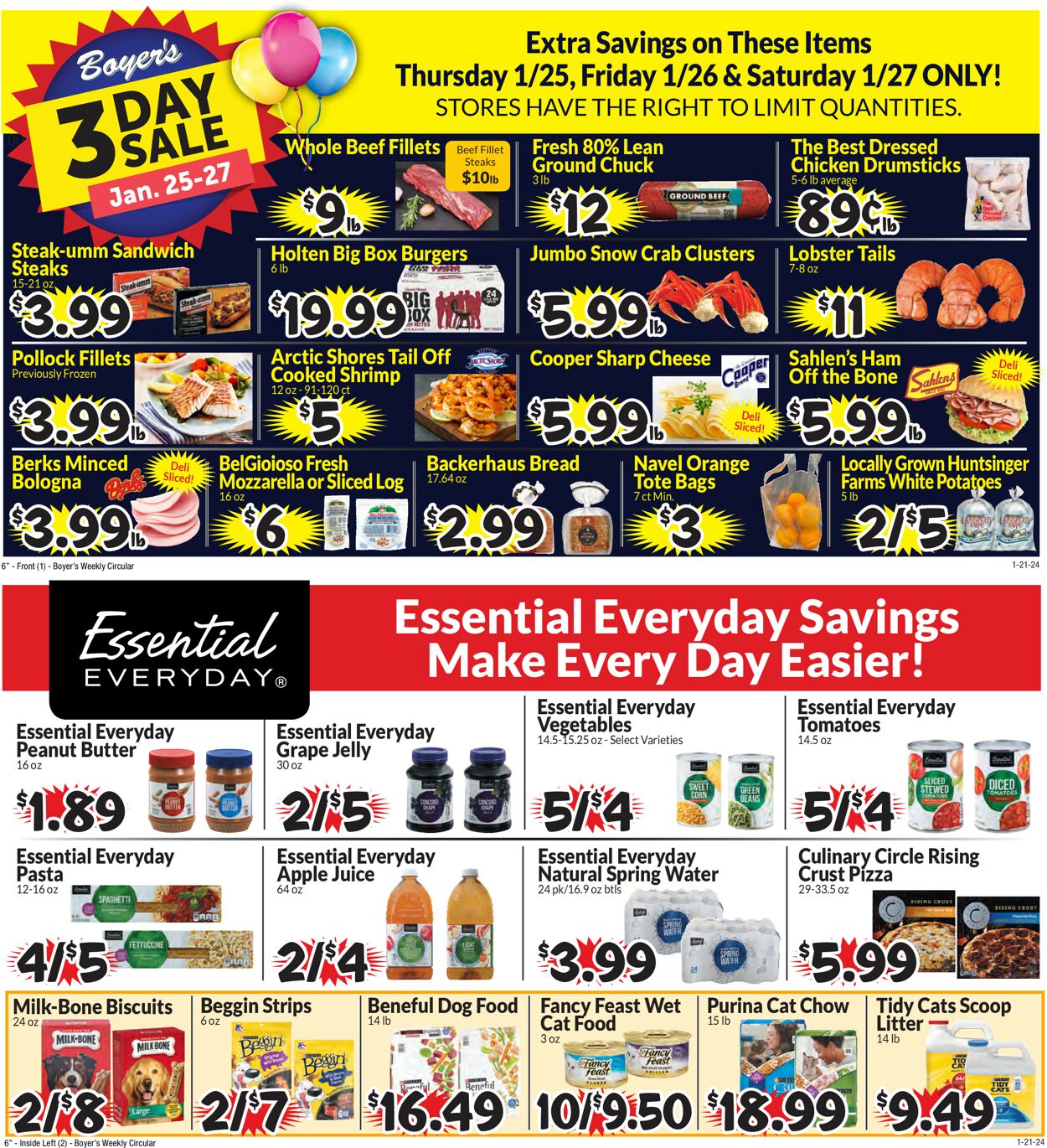 Boyer's Food Markets Weekly Ad Circular - valid 01/21-01/27/2024