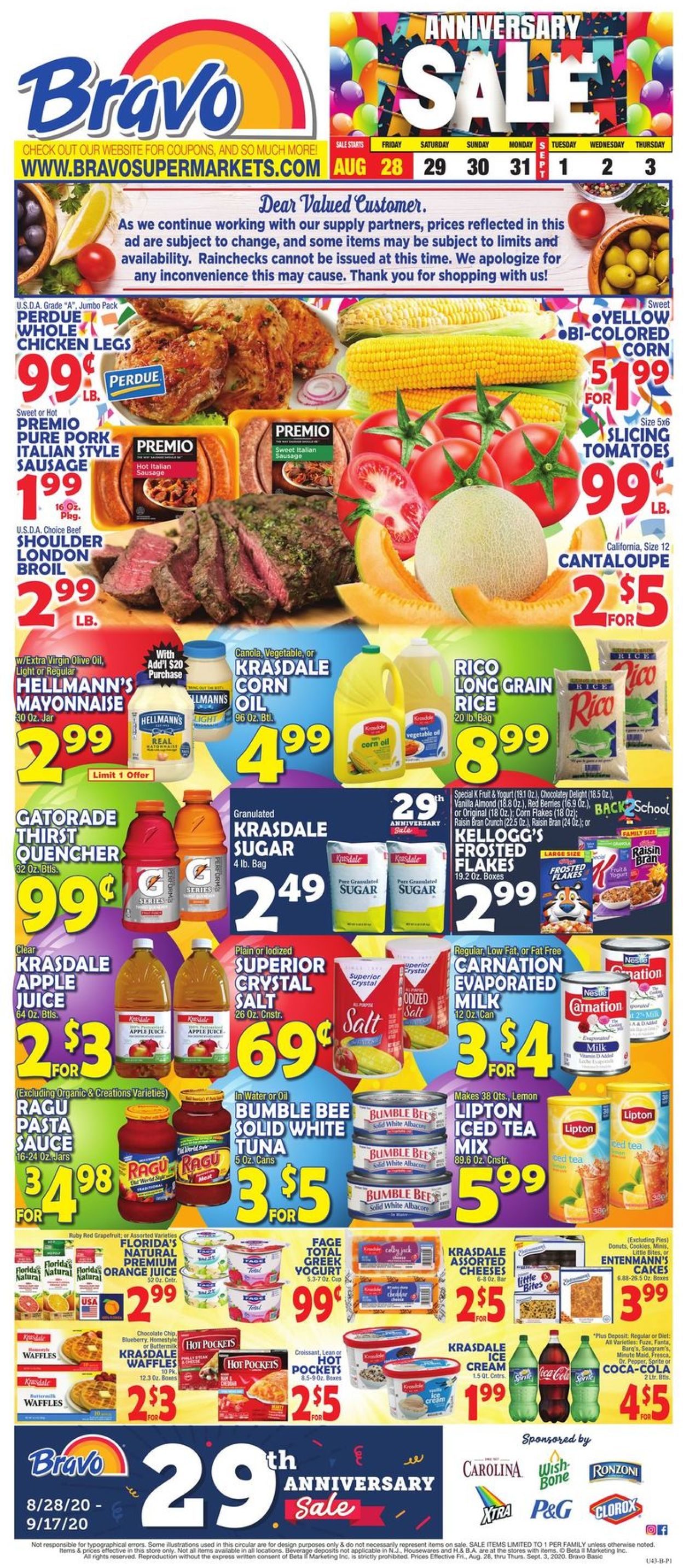 Bravo Supermarkets Weekly Ad Circular - valid 08/28-09/03/2020