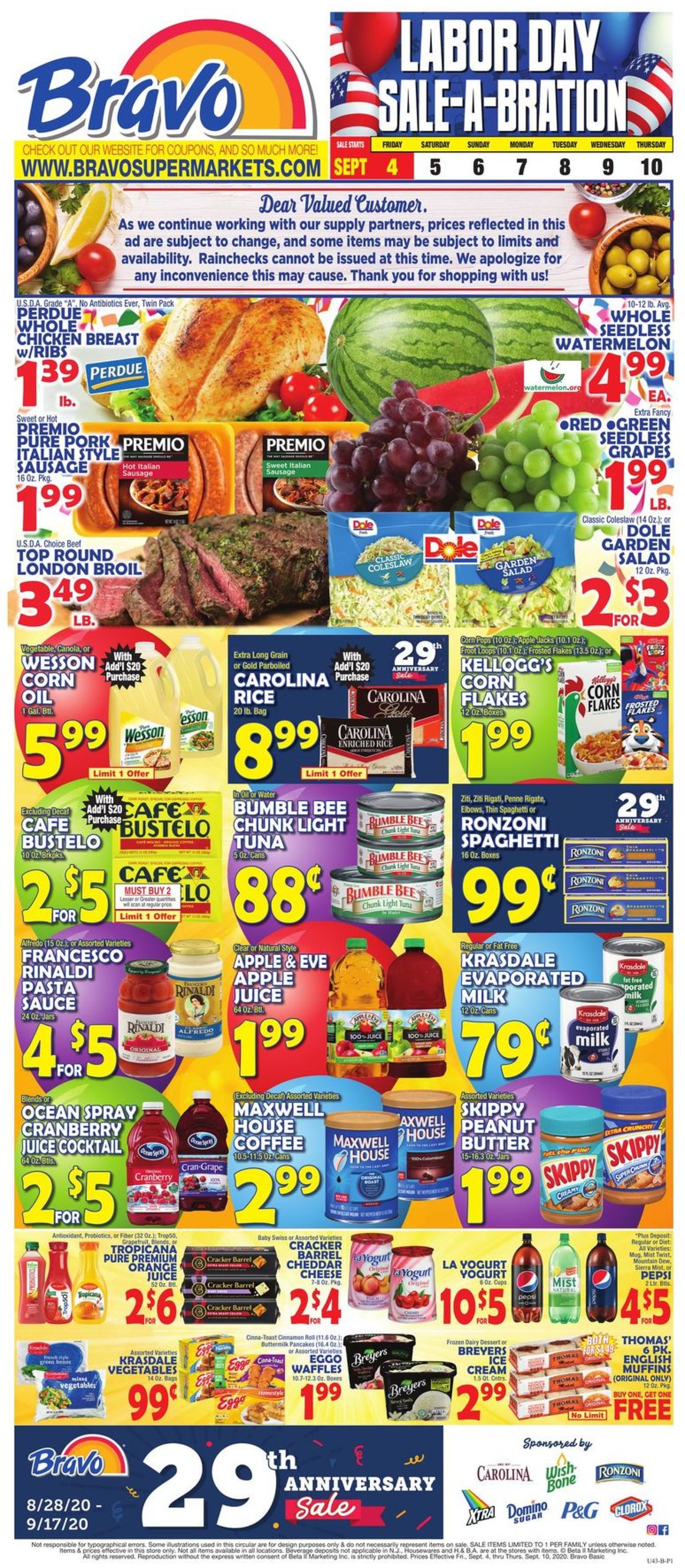 Bravo Supermarkets Weekly Ad Circular - valid 09/04-09/10/2020