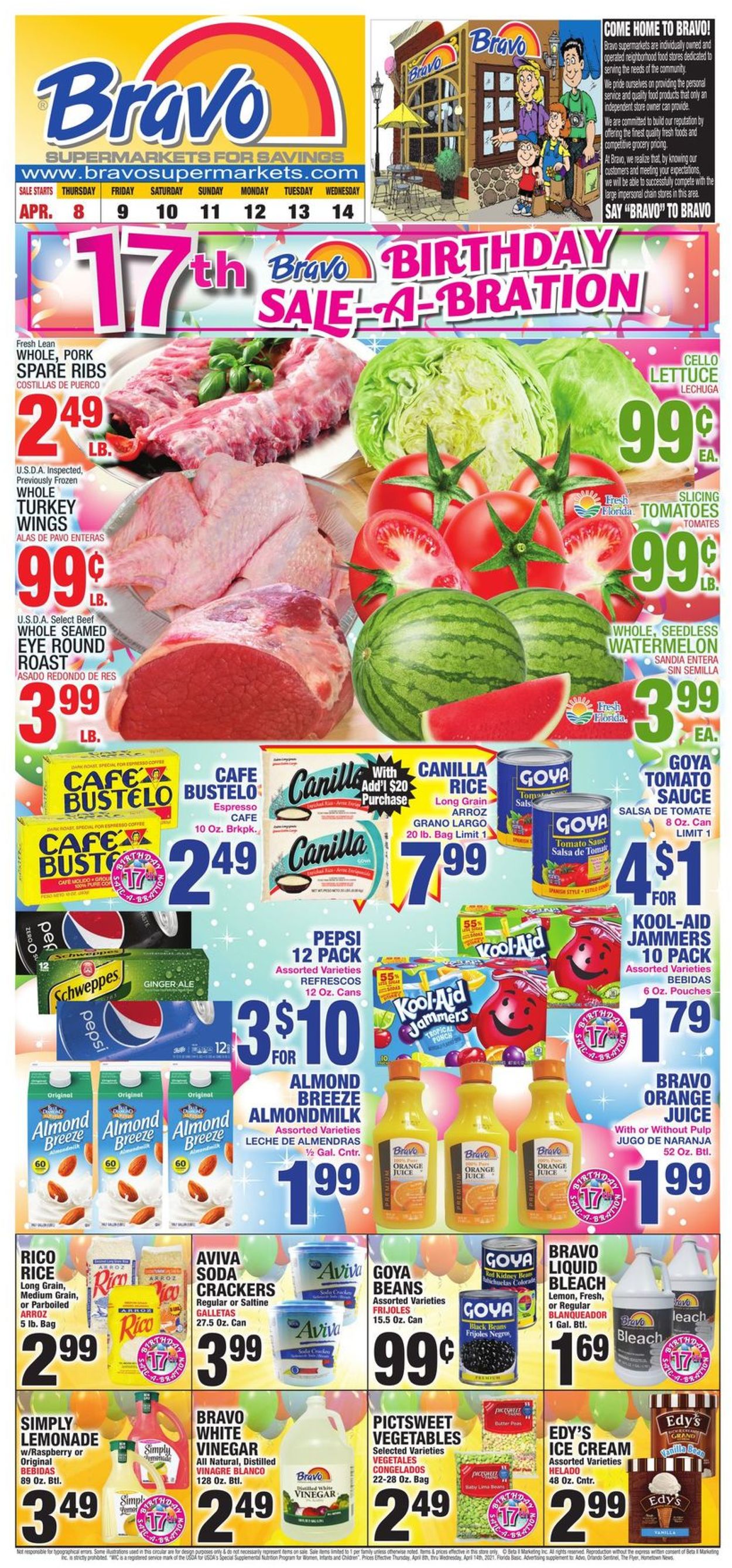 Bravo Supermarkets Weekly Ad Circular - valid 04/08-04/14/2021