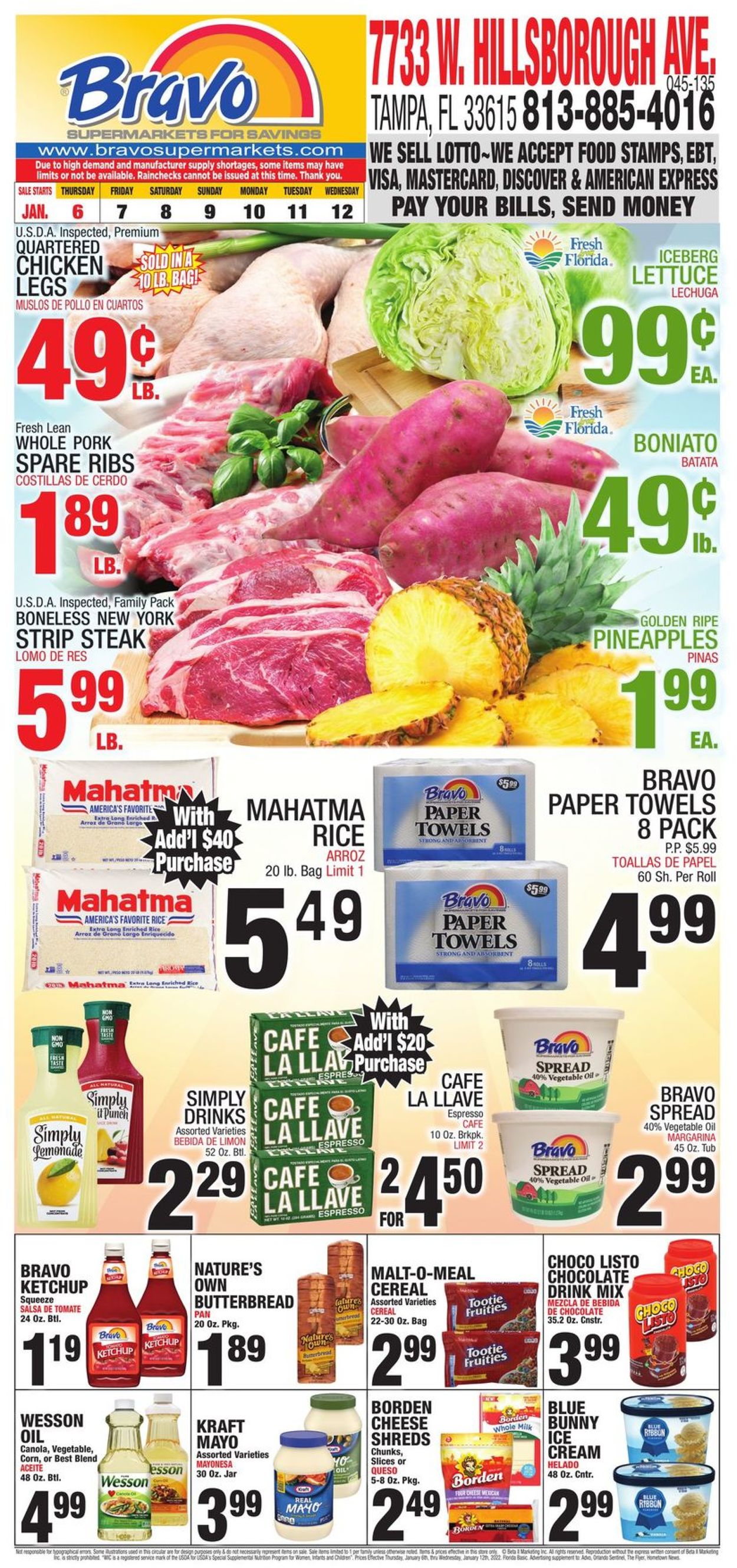 Bravo Supermarkets Weekly Ad Circular - valid 01/06-01/12/2022