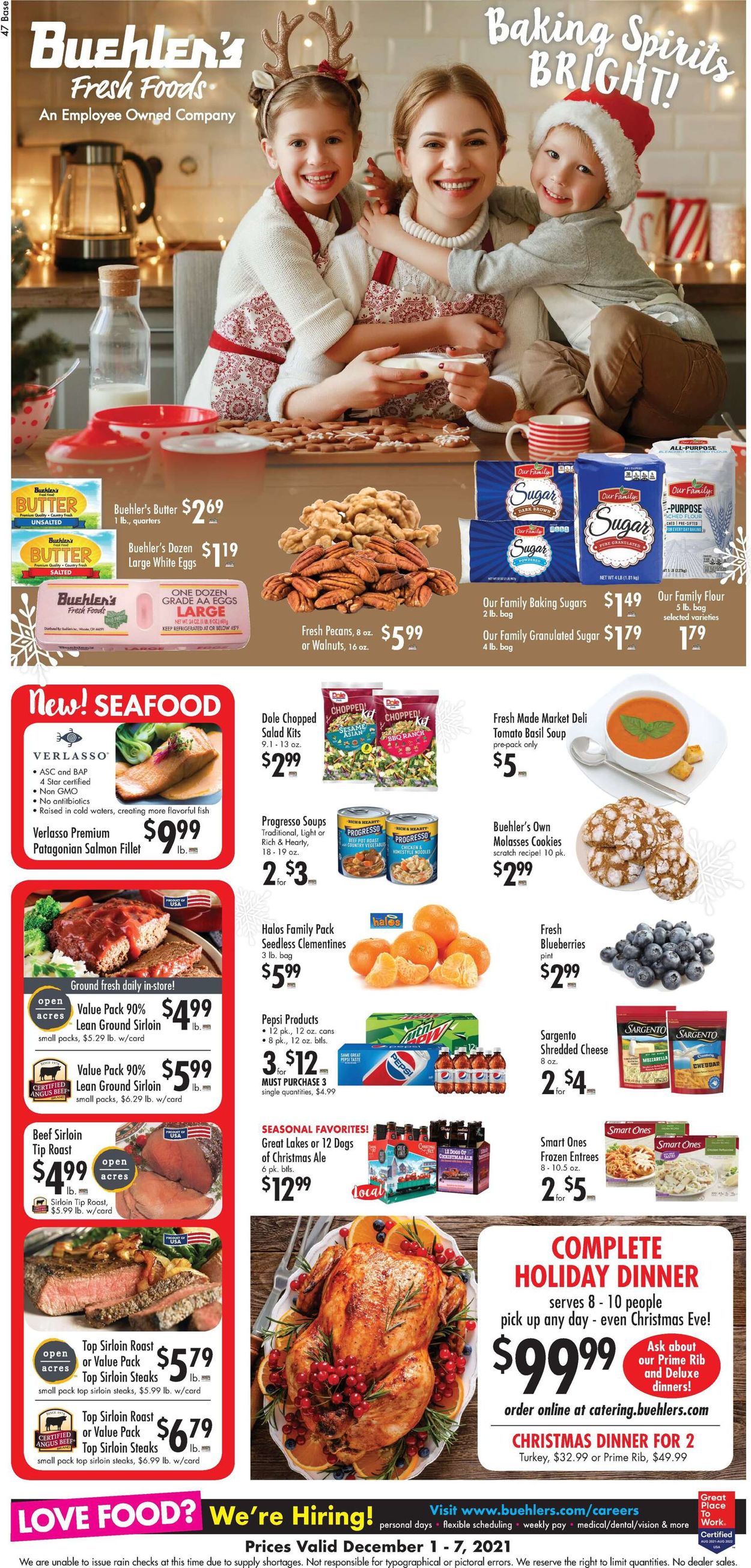 Buehler's Fresh Foods HOLIDAYS 2021 Weekly Ad Circular - valid 12/01-12/07/2021