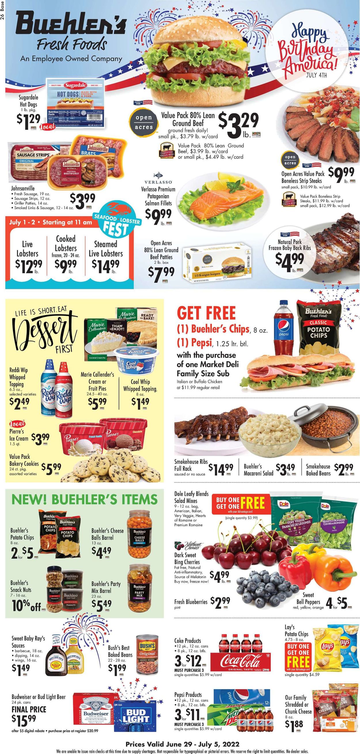 Buehler's Fresh Foods Weekly Ad Circular - valid 06/29-07/05/2022