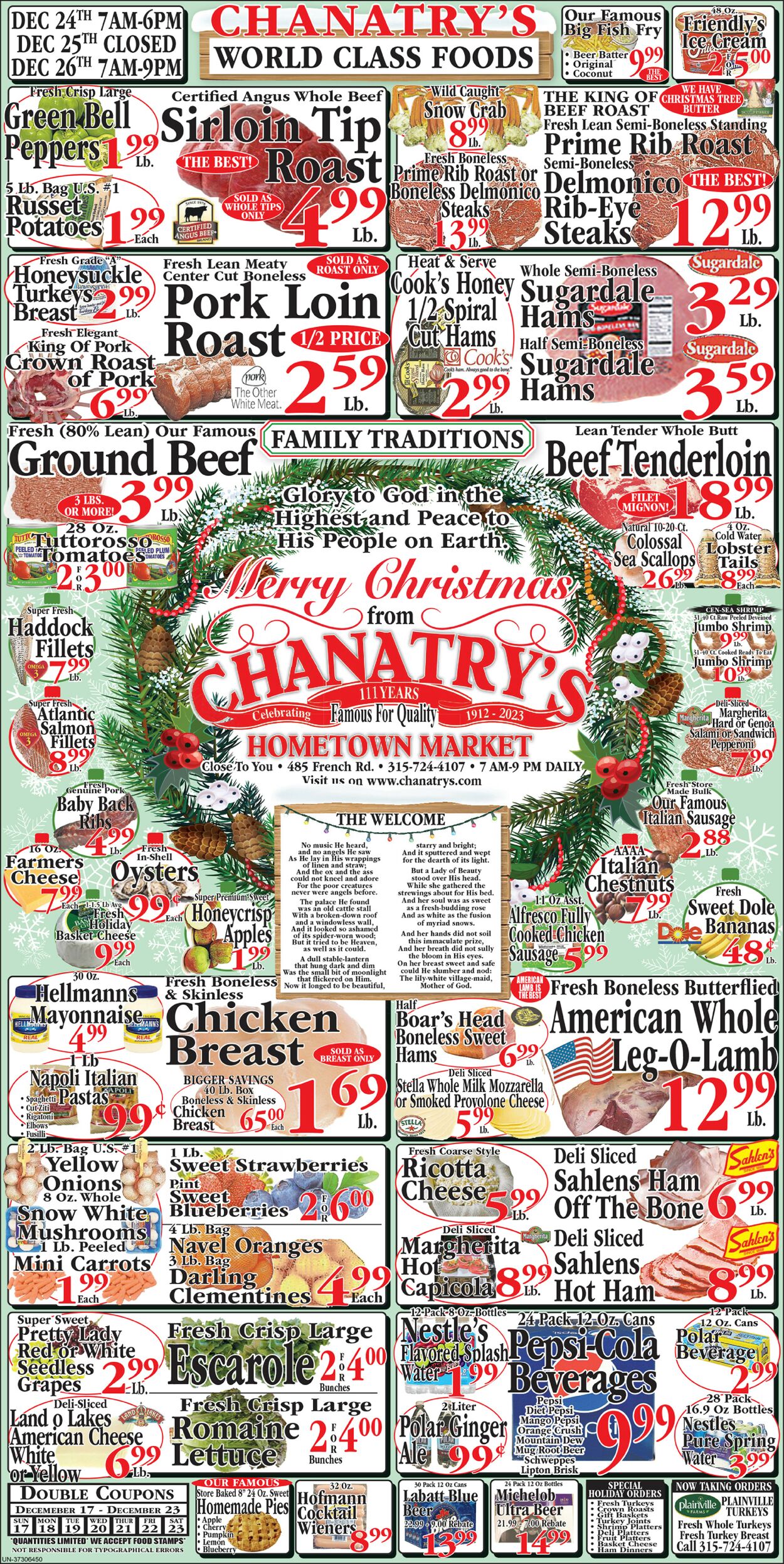 Chanatry's Hometown Market Weekly Ad Circular - valid 12/17-12/24/2023