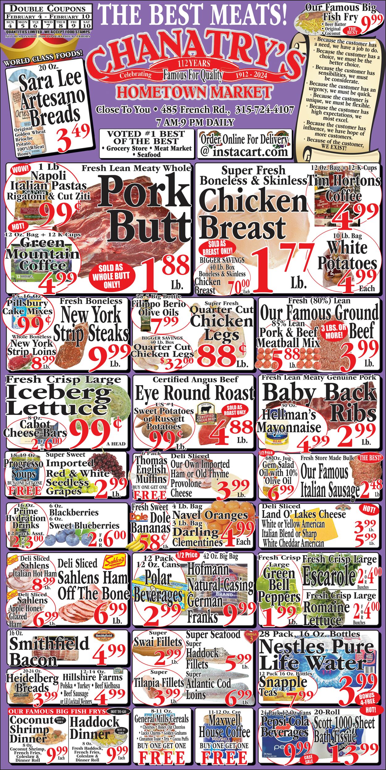 Chanatry's Hometown Market Weekly Ad Circular - valid 02/04-02/11/2024