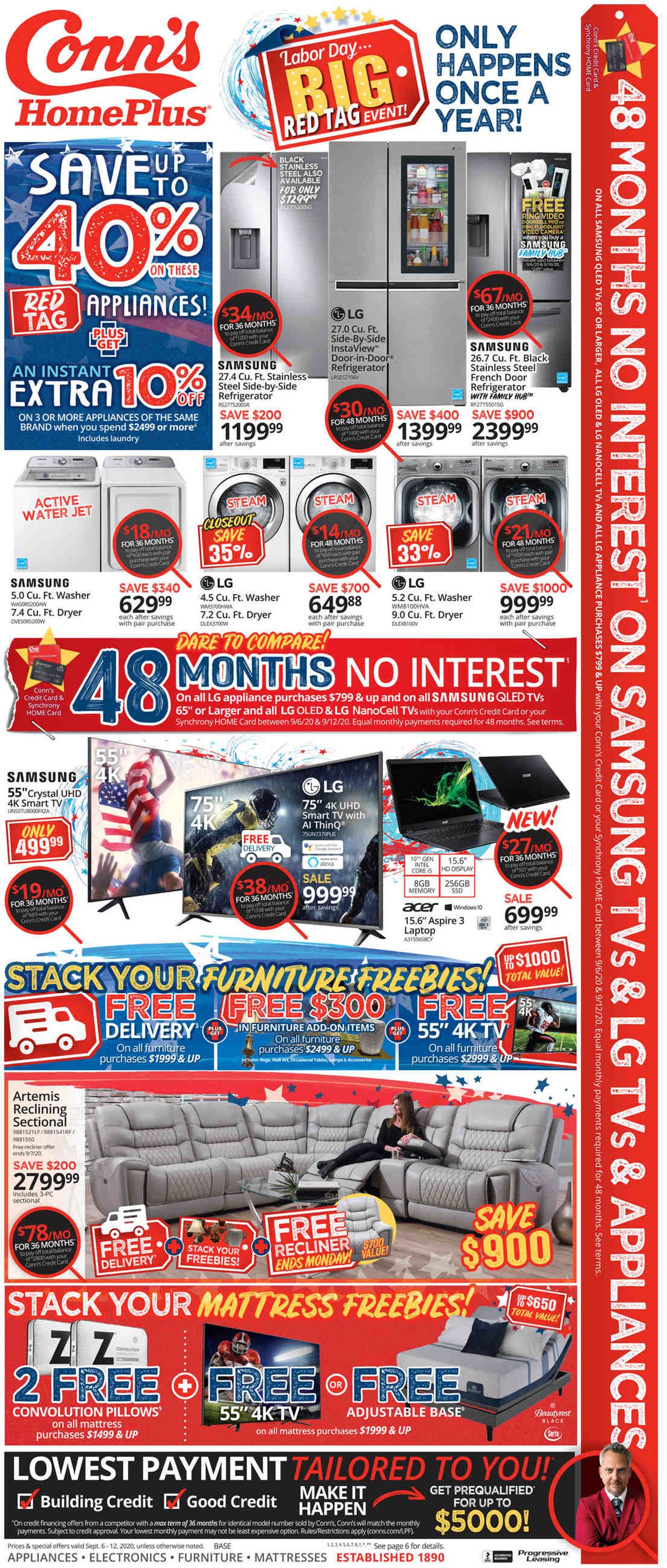 Conn's Home Plus Weekly Ad Circular - valid 09/06-09/12/2020