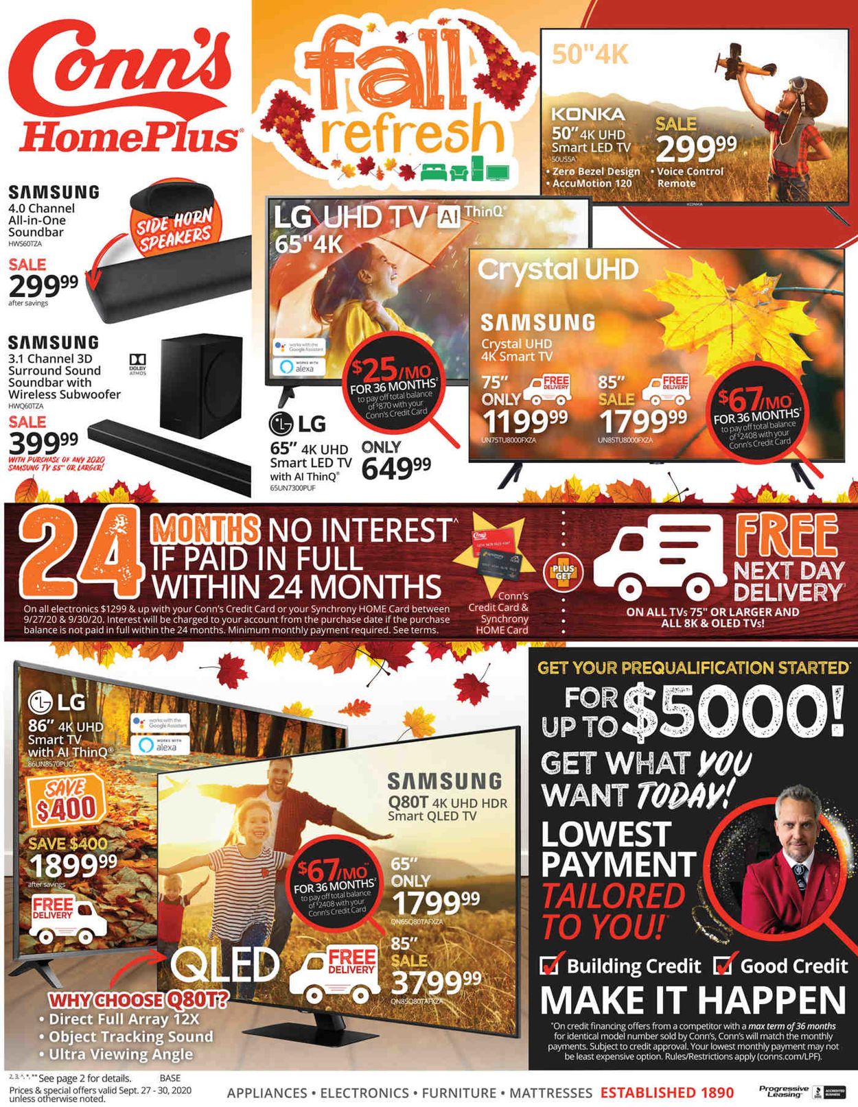 Conn's Home Plus Weekly Ad Circular - valid 09/27-09/30/2020