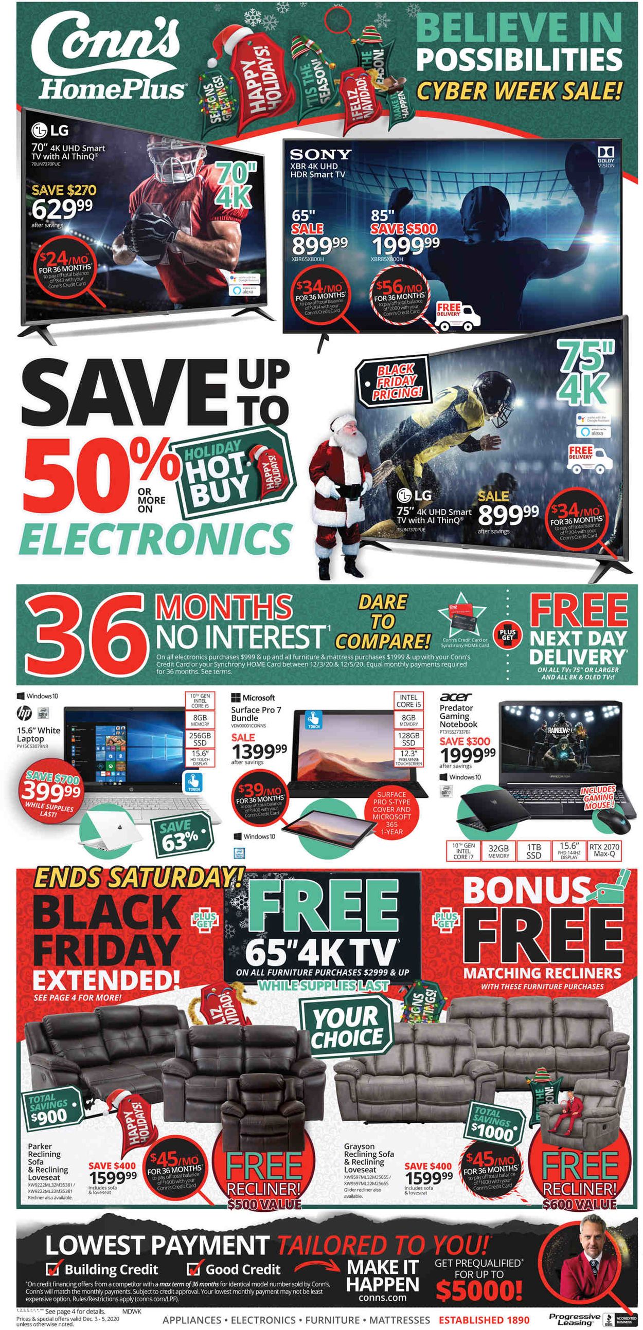 Conn's Home Plus Cyber Week Weekly Ad Circular - valid 12/03-12/05/2020
