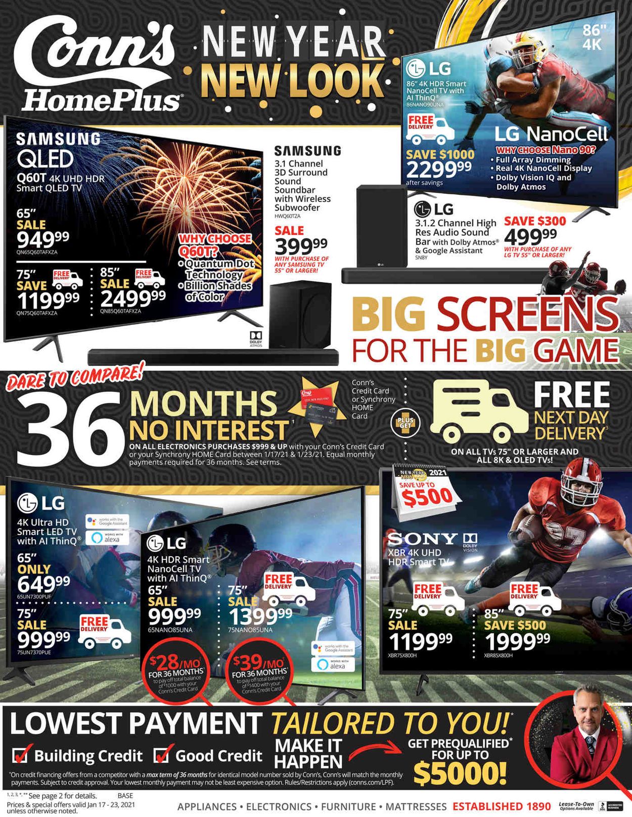 Conn's Home Plus Low Prices on Furniture and More 2021 Weekly Ad Circular - valid 01/17-01/23/2021