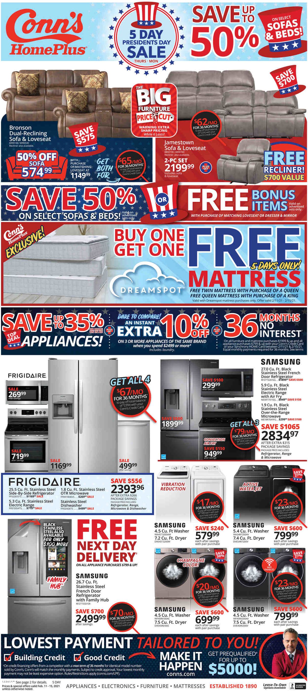 Conn's Home Plus Weekly Ad Circular - valid 02/11-02/15/2021
