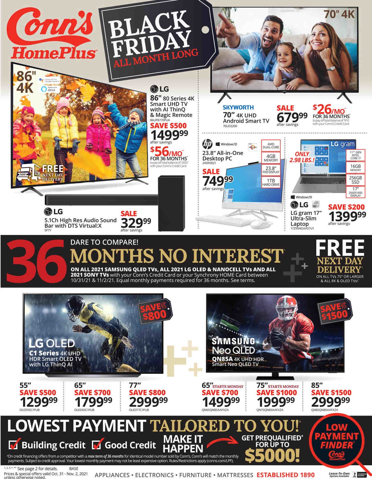 Conn's Home Plus BLACK FRIDAY 2021 Weekly Ad Circular - valid 10/31-11/02/2021