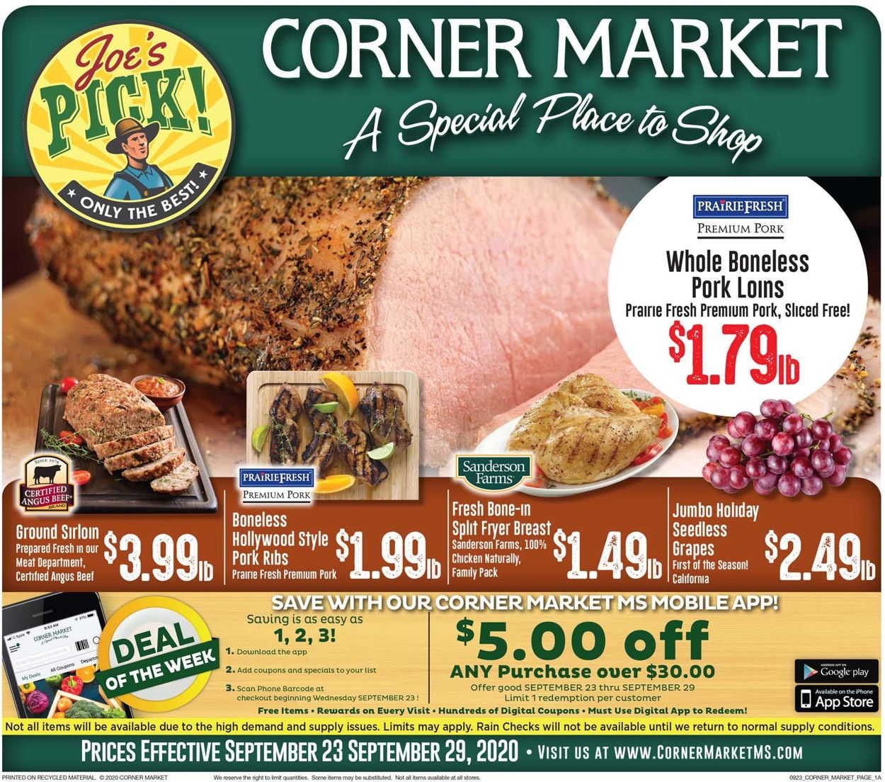 Corner Market Weekly Ad Circular - valid 09/23-09/29/2020