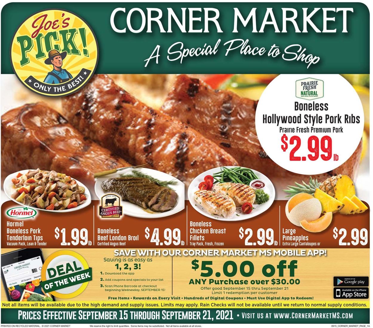 Corner Market Weekly Ad Circular - valid 09/15-09/21/2021