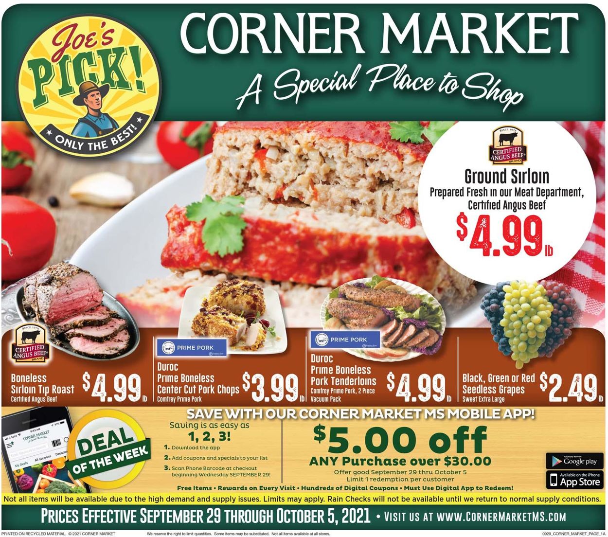 Corner Market Weekly Ad Circular - valid 09/29-10/05/2021
