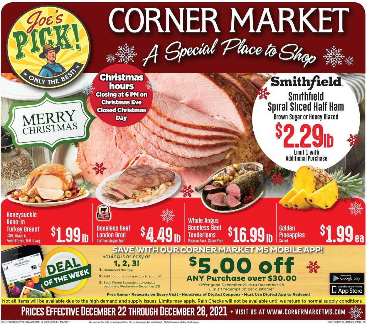 Corner Market HOLIDAY 2021 Weekly Ad Circular - valid 12/22-12/28/2021
