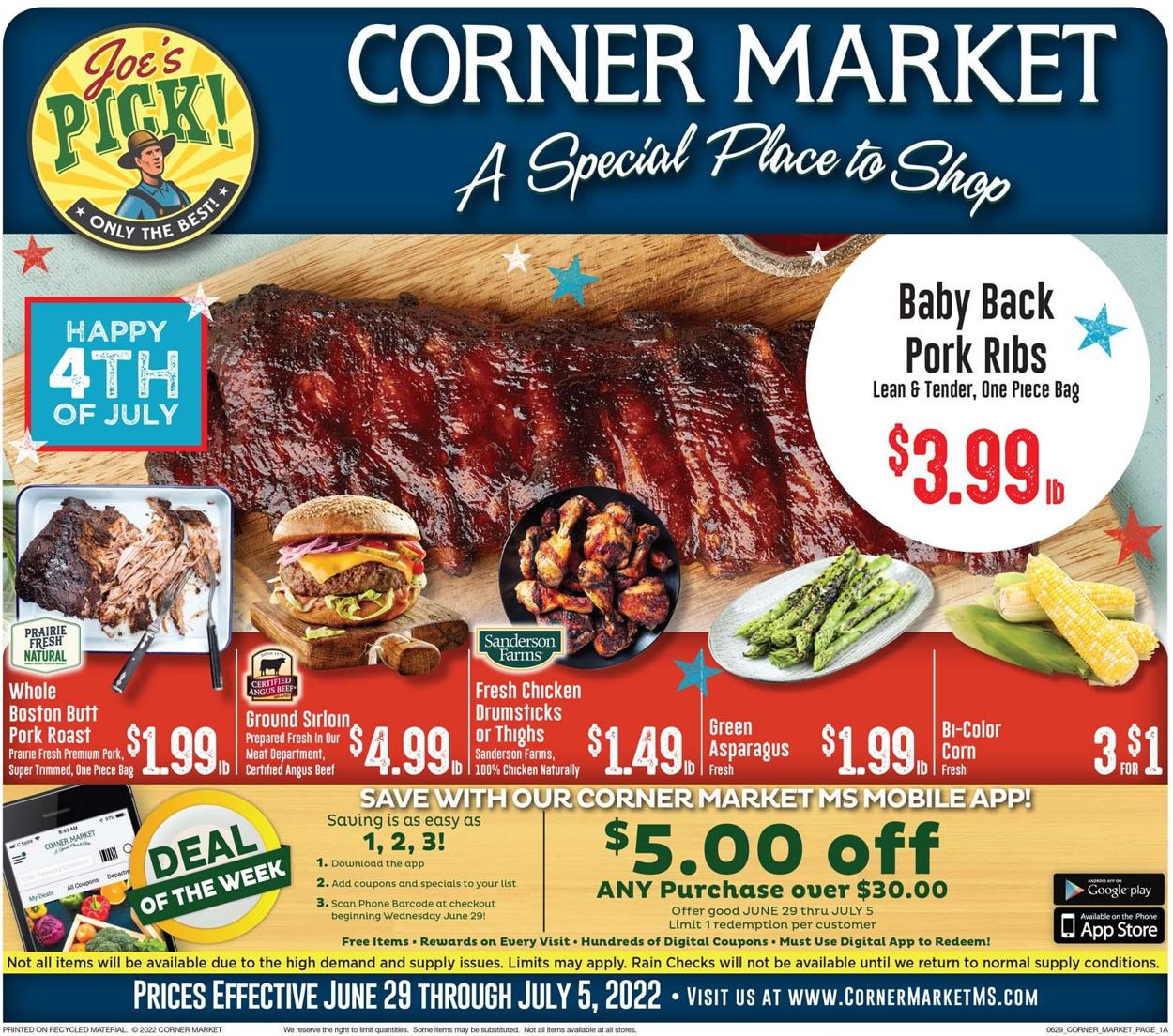 Corner Market Weekly Ad Circular - valid 06/29-07/05/2022