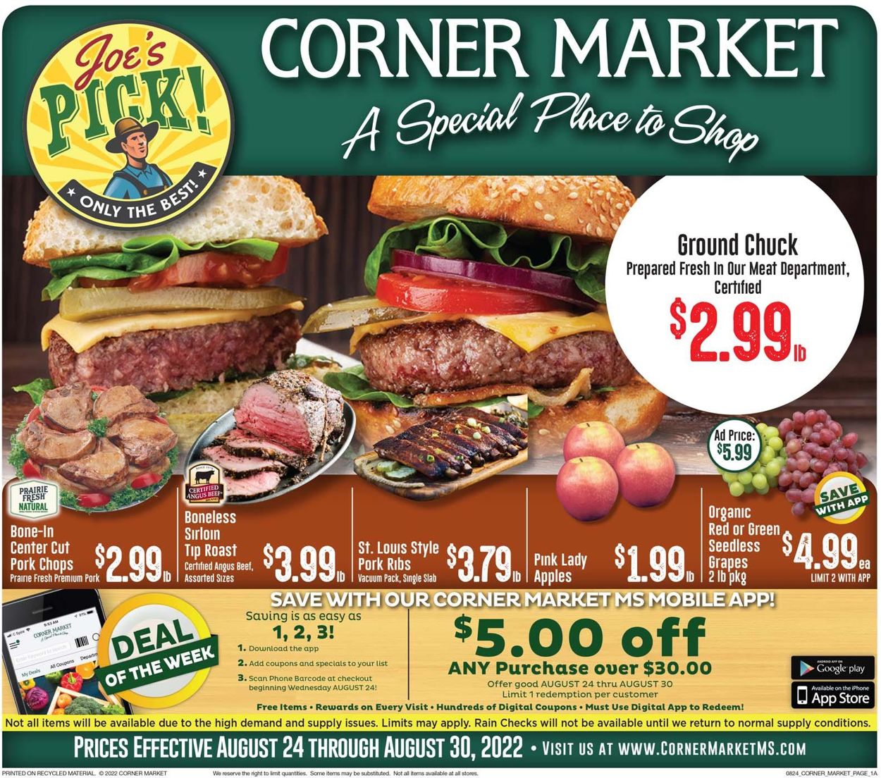 Corner Market Weekly Ad Circular - valid 08/24-08/30/2022