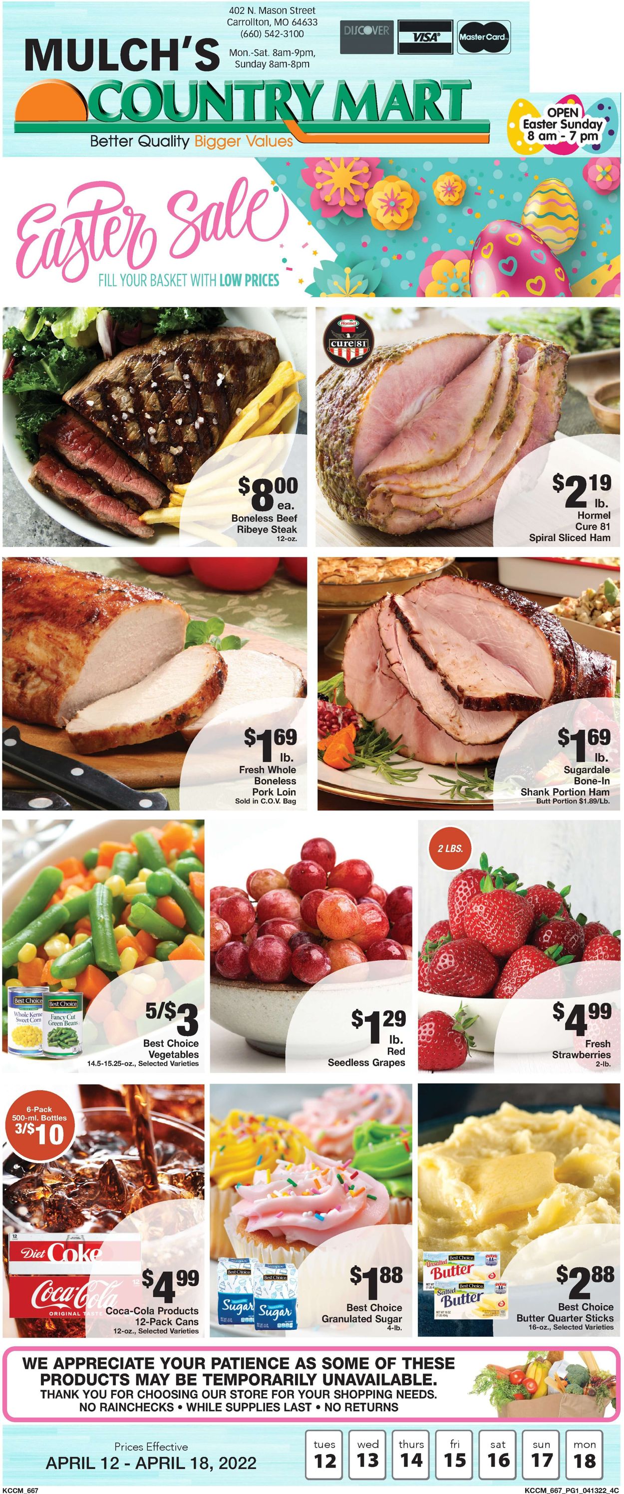 Country Mart EASTER AD 2022 Weekly Ad Circular - valid 04/12-04/18/2022