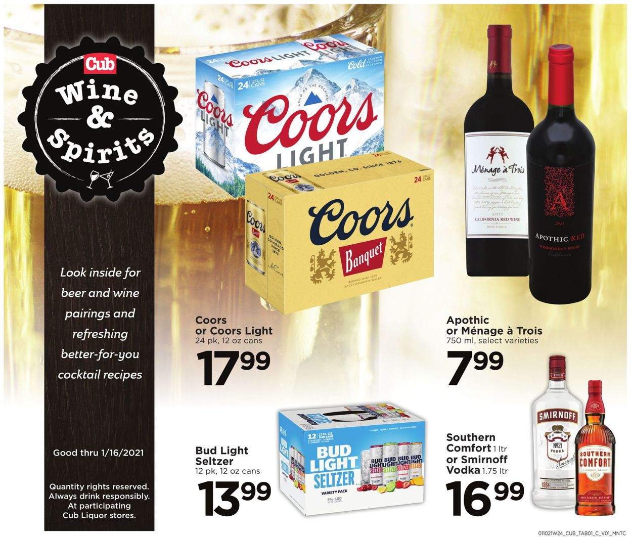 Cub Foods Liquor Ad 2021 Weekly Ad Circular - valid 01/03-01/16/2021