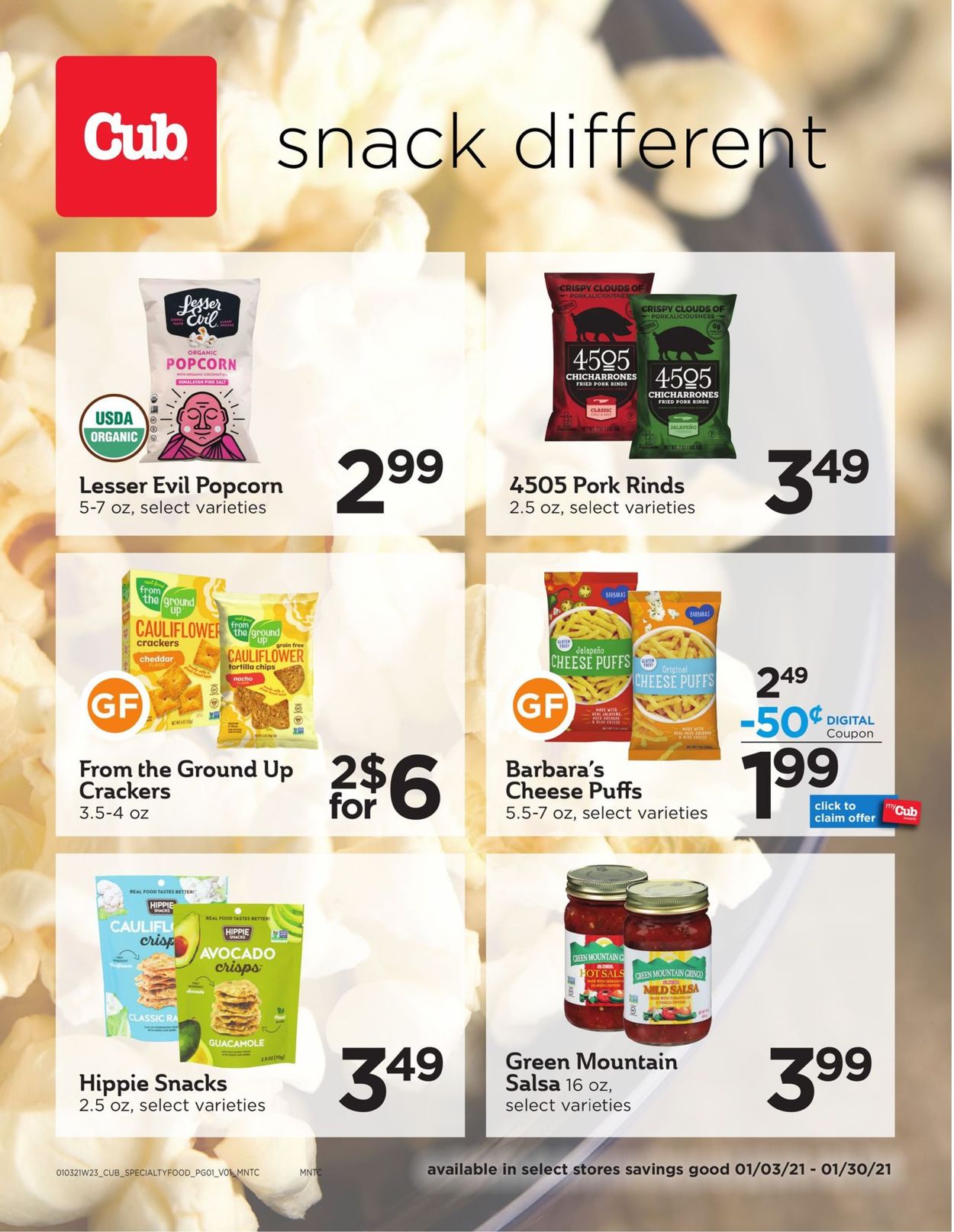 Cub Foods Snack Different 2021 Weekly Ad Circular - valid 01/03-01/30/2021