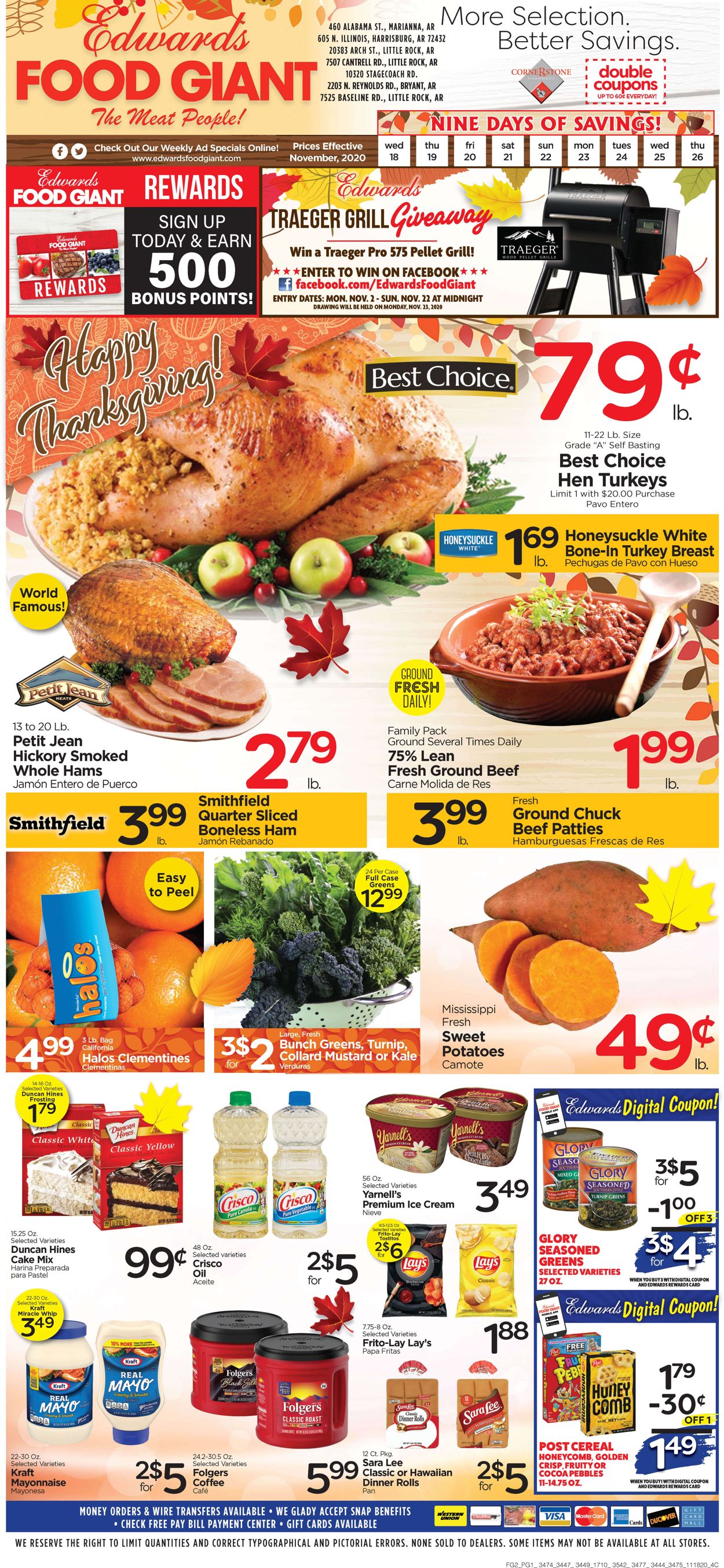 Edwards Food Giant Thanksgiving 2020 Weekly Ad Circular - valid 11/18-11/26/2020