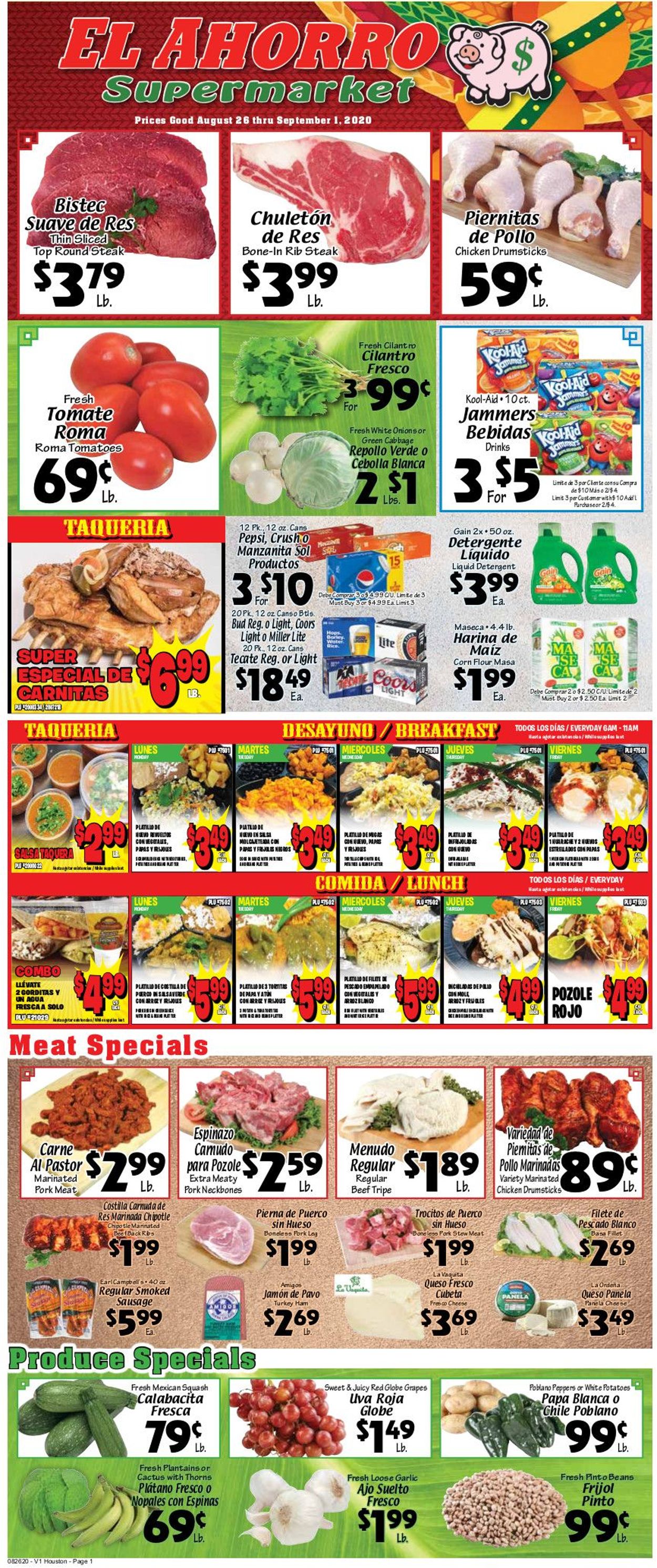 El Ahorro Supermarket Weekly Ad Circular - valid 08/26-09/01/2020