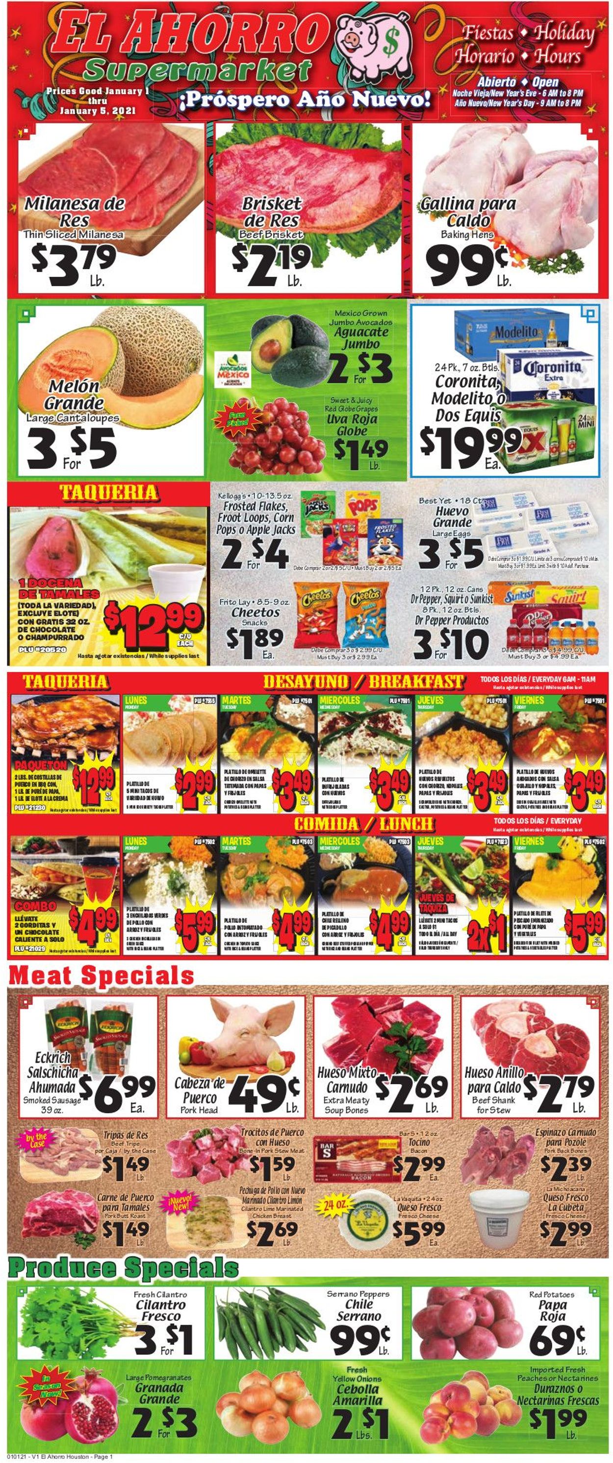 El Ahorro Supermarket Weekly Ad Circular - valid 01/01-01/05/2021