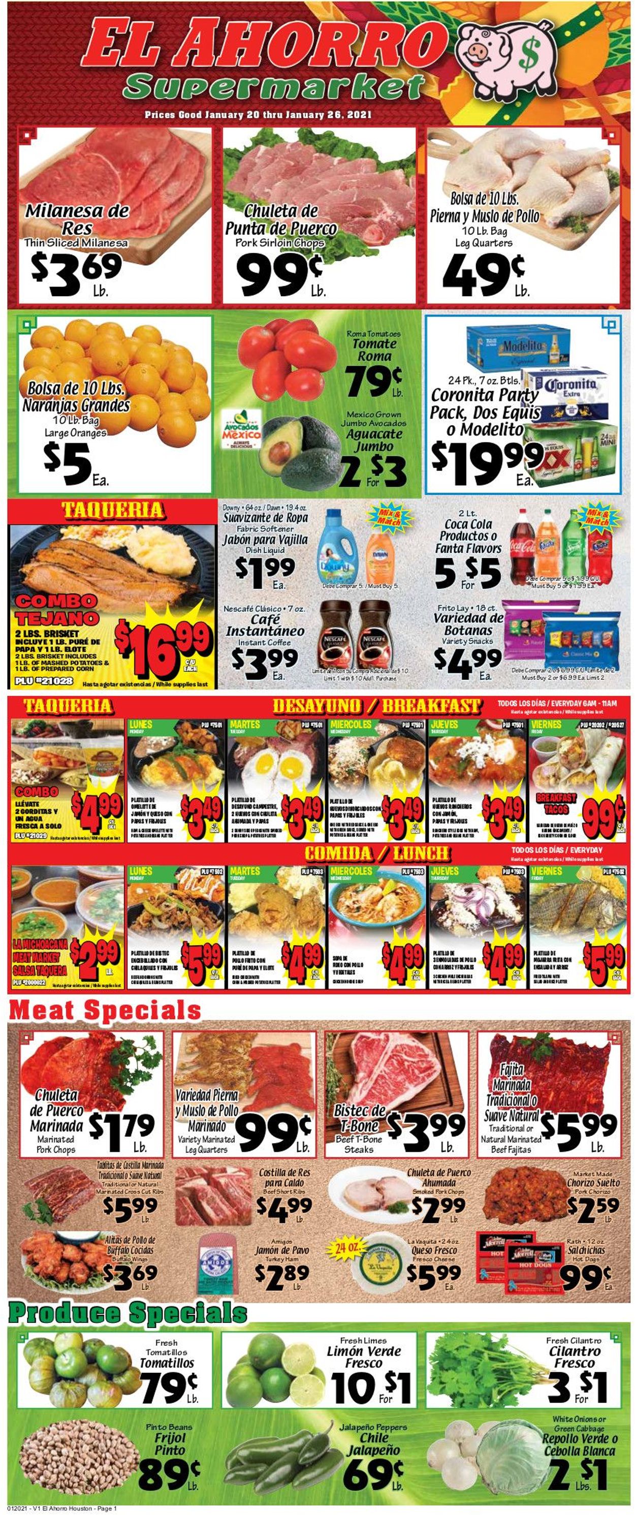 El Ahorro Supermarket Weekly Ad Circular - valid 01/20-01/26/2021