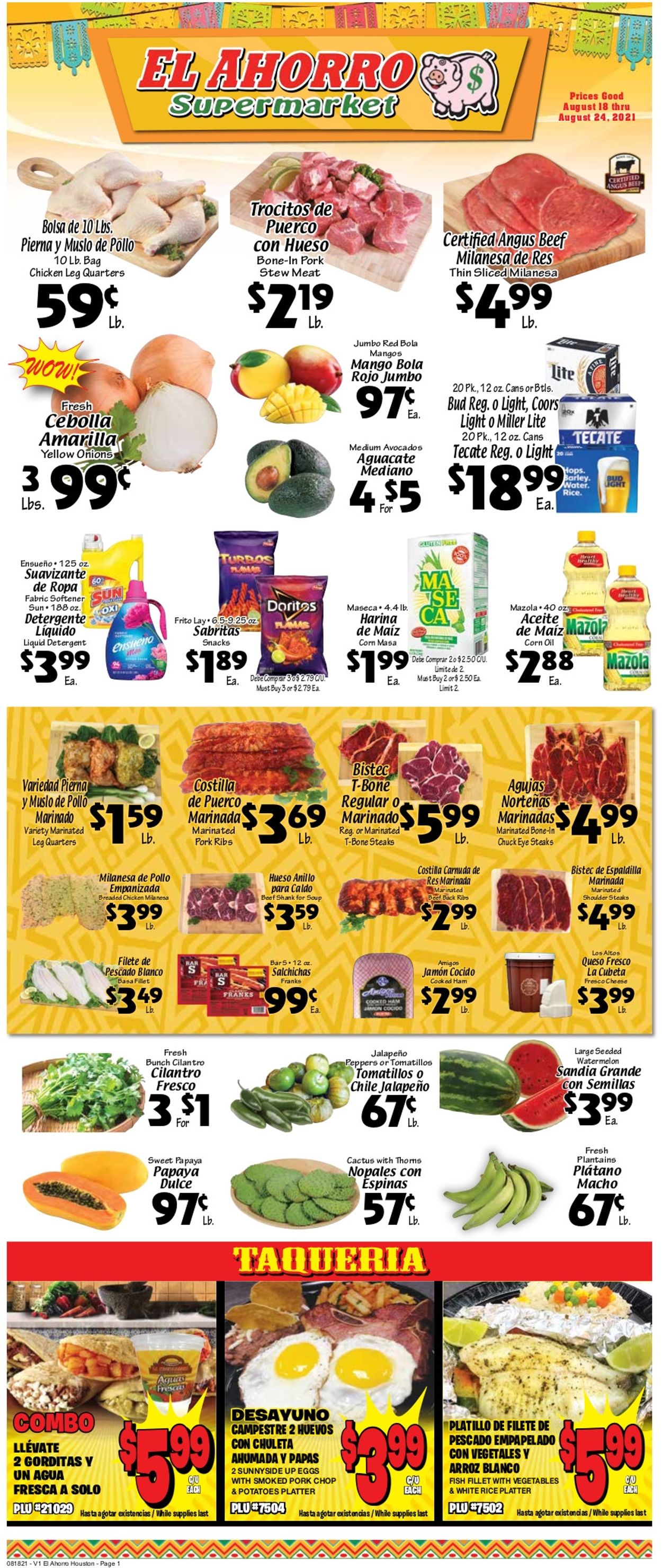 El Ahorro Supermarket Weekly Ad Circular - valid 08/18-08/24/2021