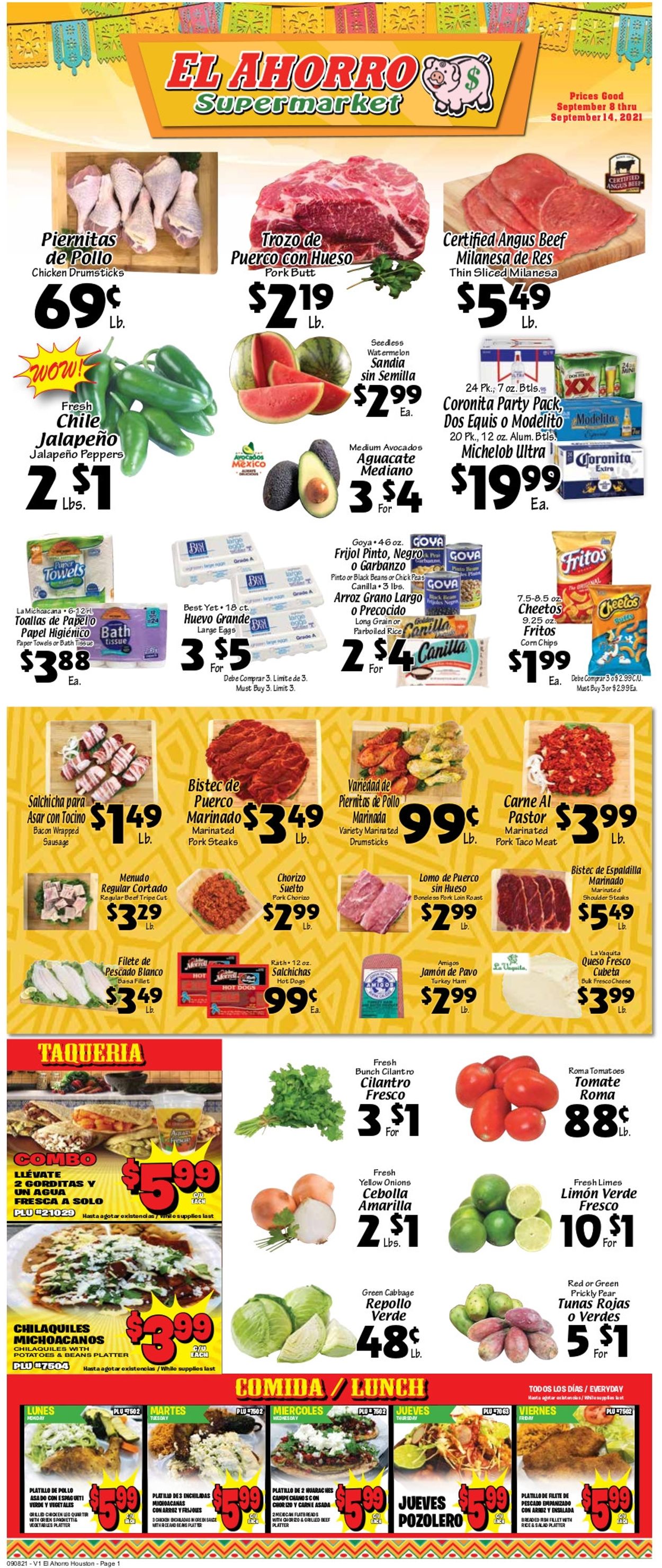 El Ahorro Supermarket Weekly Ad Circular - valid 09/08-09/14/2021