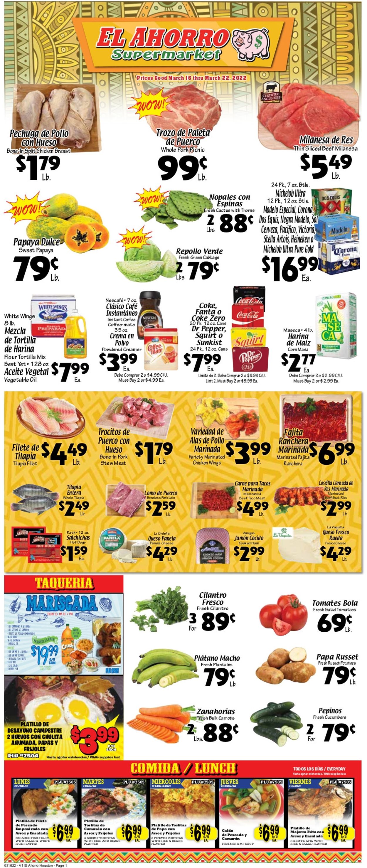 El Ahorro Supermarket Weekly Ad Circular - valid 03/16-03/22/2022