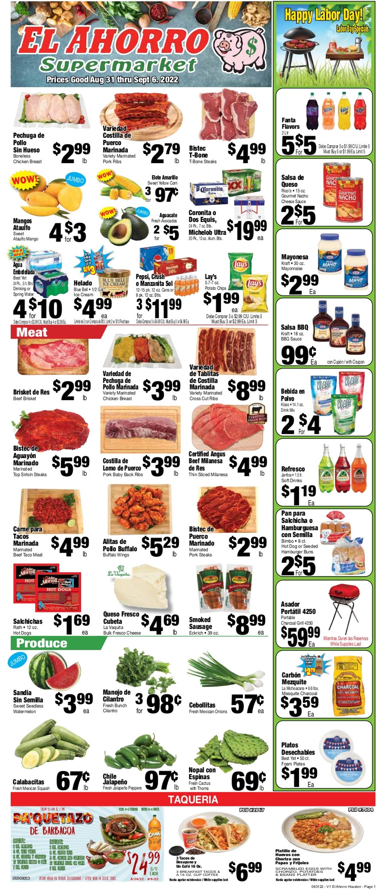 El Ahorro Supermarket Weekly Ad Circular - valid 08/31-09/06/2022